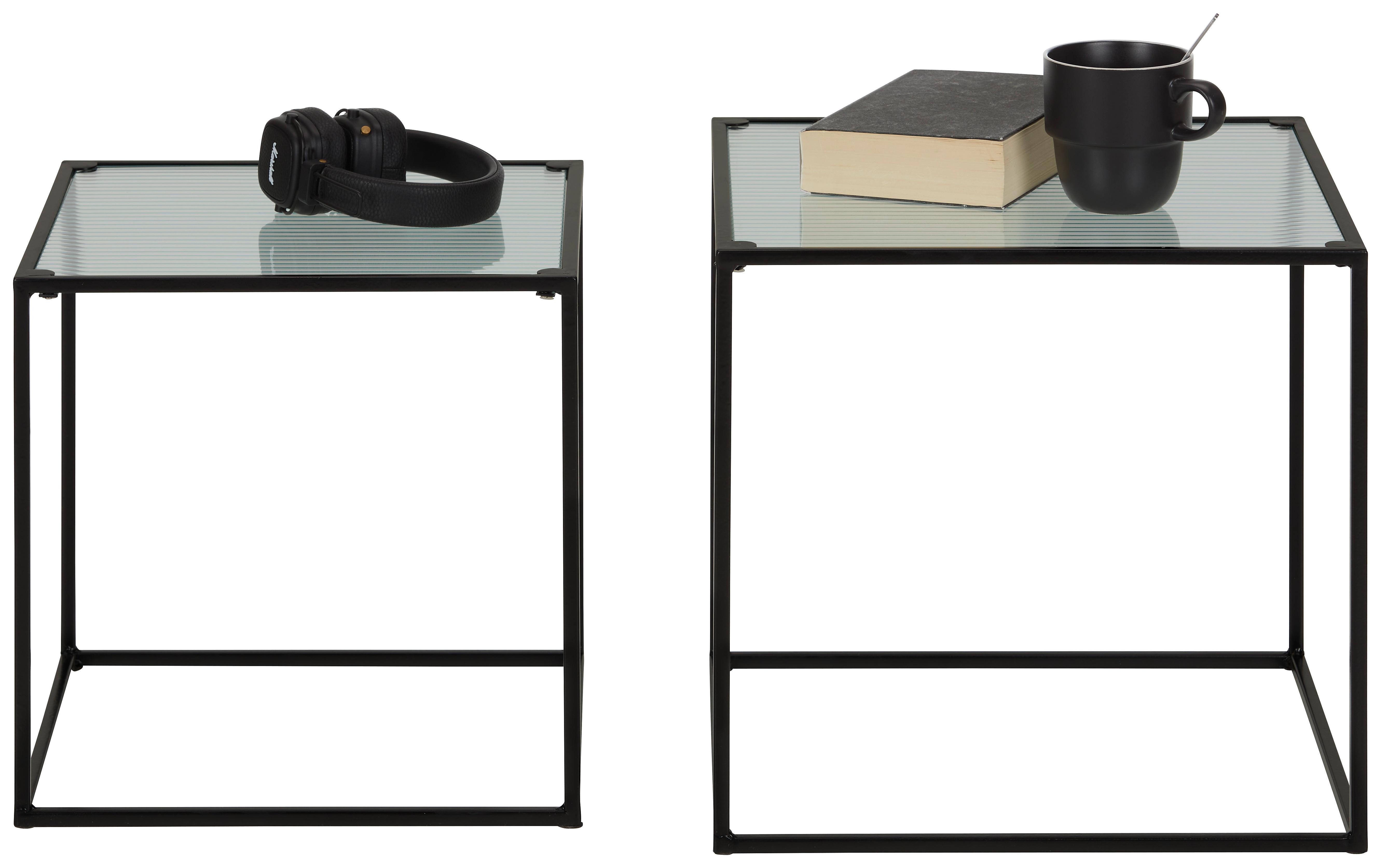 Sada Odkládacích Stolků Arne -Trend- - černá/čiré, Moderní, kov/sklo (40/35/38/35/40/35cm) - Modern Living