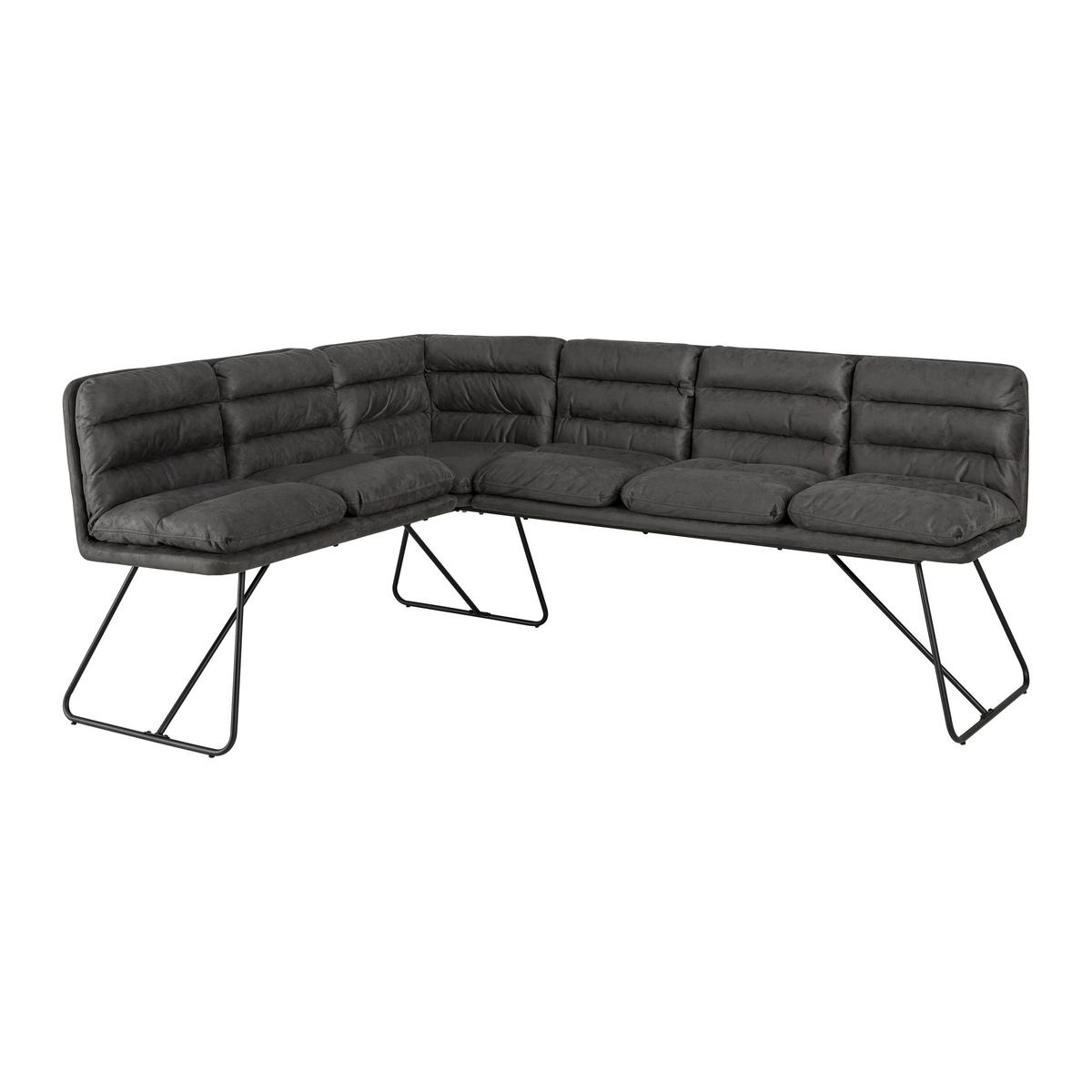 Rohová lavice KONA tmavěšedá - černá/tmavě šedá, Moderní, kov/dřevo (154/201cm) - P & B