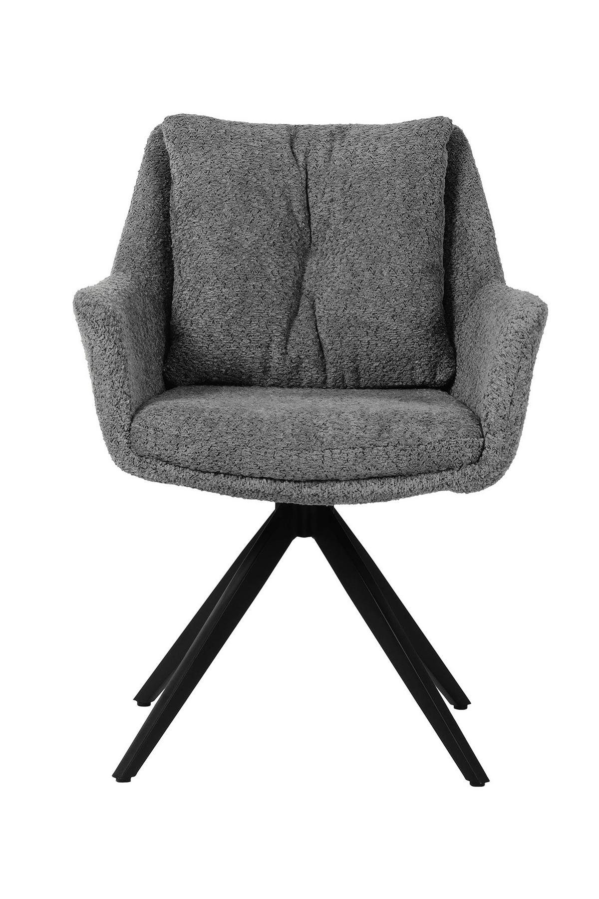 ARMLEHNSTUHL Schwarz/Grau B: 65,5cm - Schwarz/Grau, MODERN, Textil/Metall (65,5/84,5/66cm) - MID.YOU