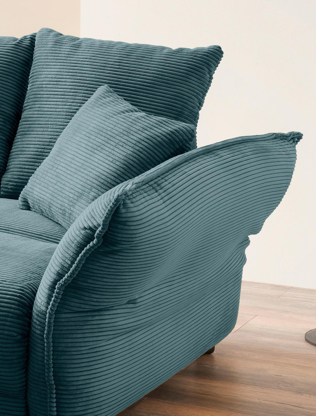 Bigsofa Pera, Petrol B: 242 cm - Chromfarben/Petrol, MODERN, Textil (242/71/90/131cm) - Livetastic