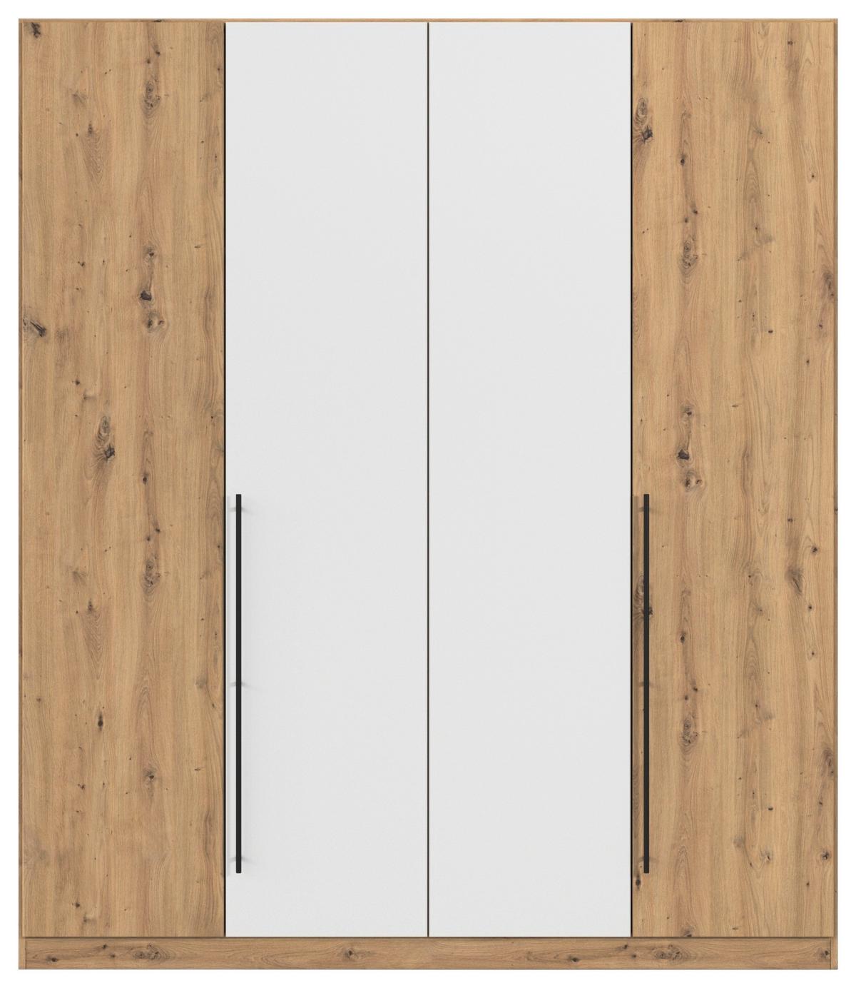 Kleiderschrank Safari B: 181 cm - Weiß/Eiche Artisan, KONVENTIONELL, Holzwerkstoff (181/210/54cm)