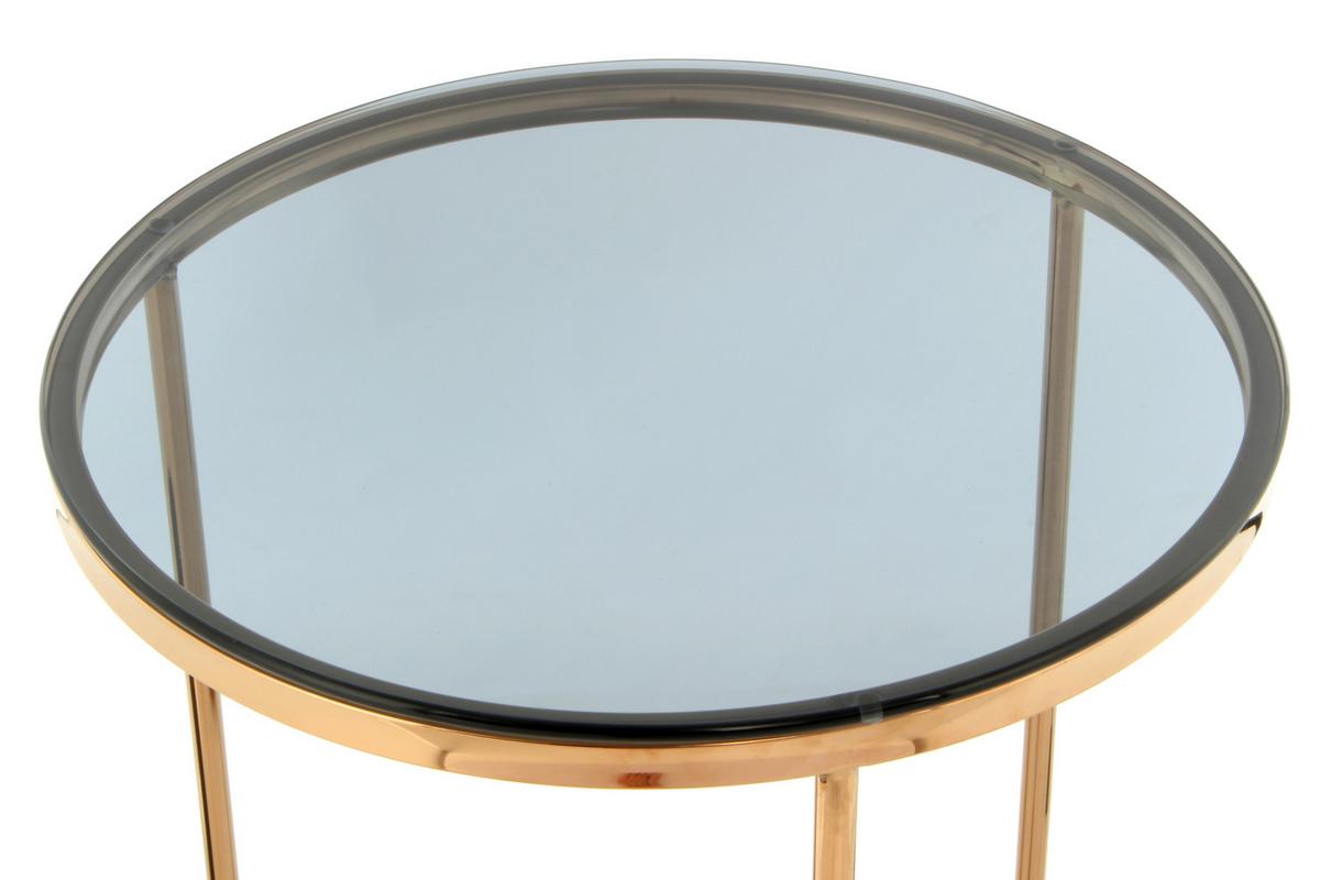 Beistelltisch Wynona 225 Grau/Rosegold B: 55 cm - Roségold/Grau, Design, Glas/Metall (50/50/55cm) - Kayoom
