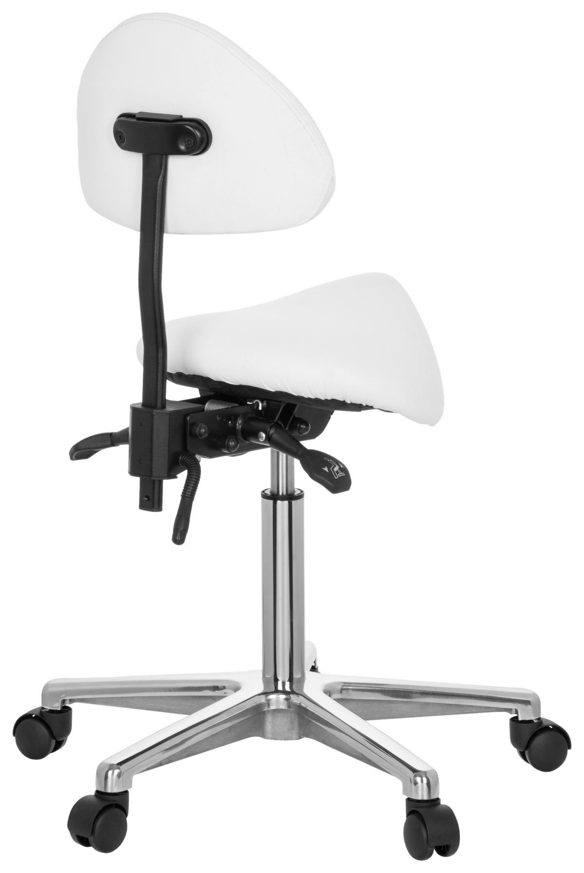 Bürohocker Top Work 20 Lederlook Weiß Bis 110kg - Alufarben/Weiß, MODERN, Kunststoff/Textil (36/105/40cm) - MID.YOU