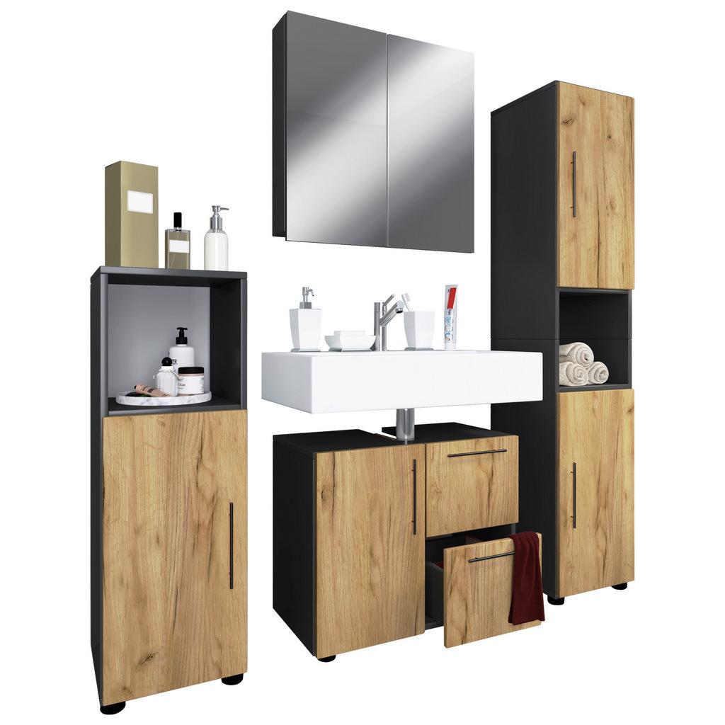 Badmöbel-Set 4--Teilig. Flandu 123 cm Eiche Dekor