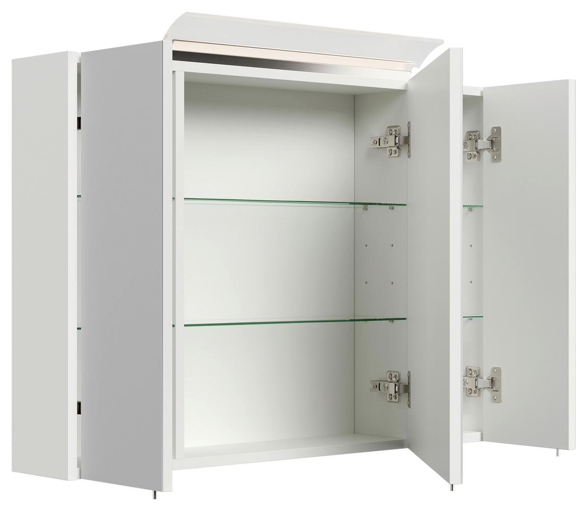 Spiegelschrank Weiß Hochglanz B: 90 cm - Weiß Hochglanz, MODERN, Glas/Holzwerkstoff (90/62/17cm) - MID.YOU