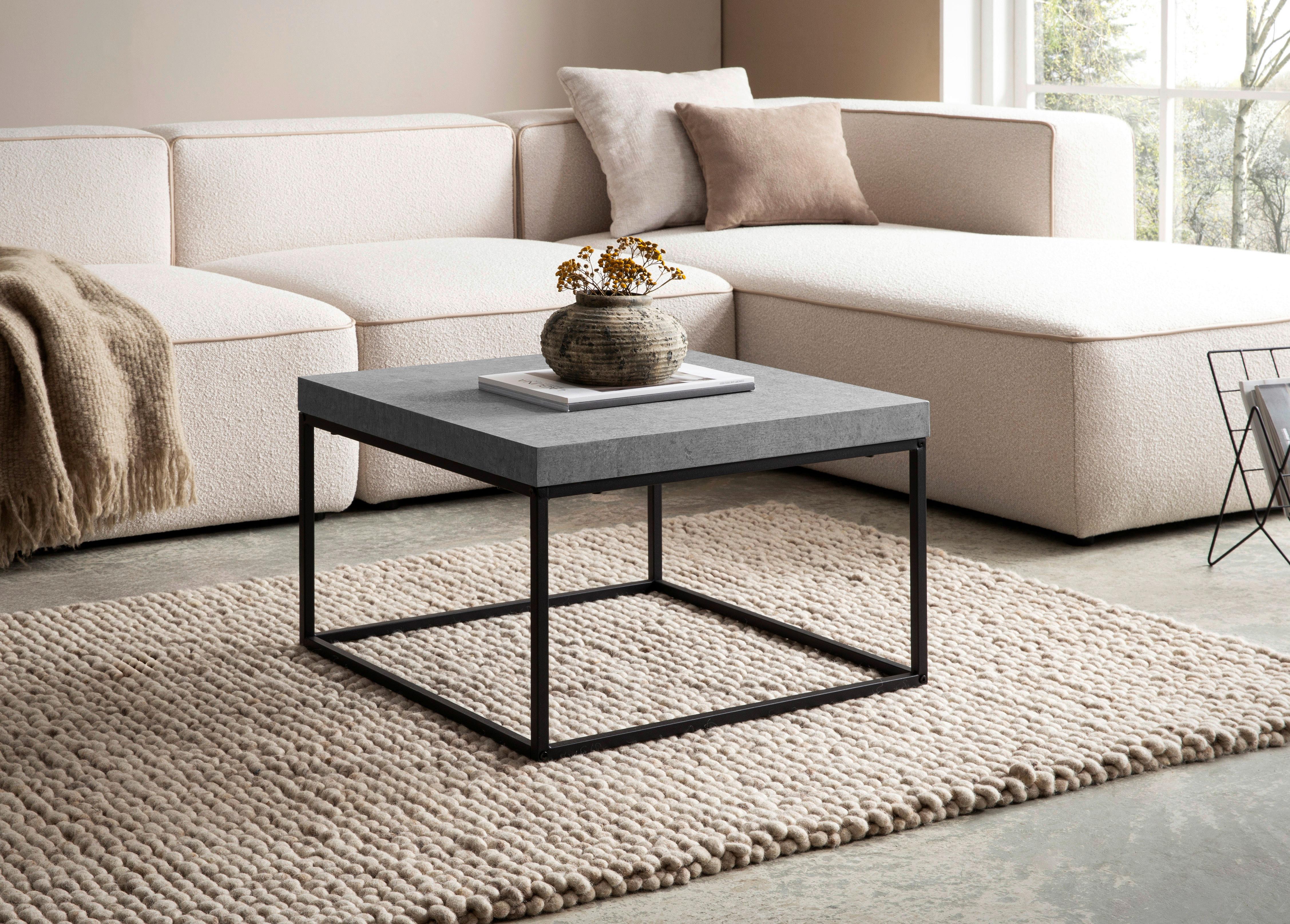 Couchtisch Grau L: 60 cm - Schwarz/Grau, Design, Holzwerkstoff/Metall (60/60/38cm) - Livetastic