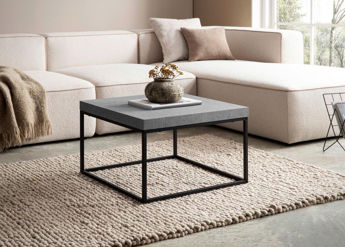 Couchtisch Grau L: 60 cm - Schwarz/Grau, Design, Holzwerkstoff/Metall (60/60/38cm) - Livetastic