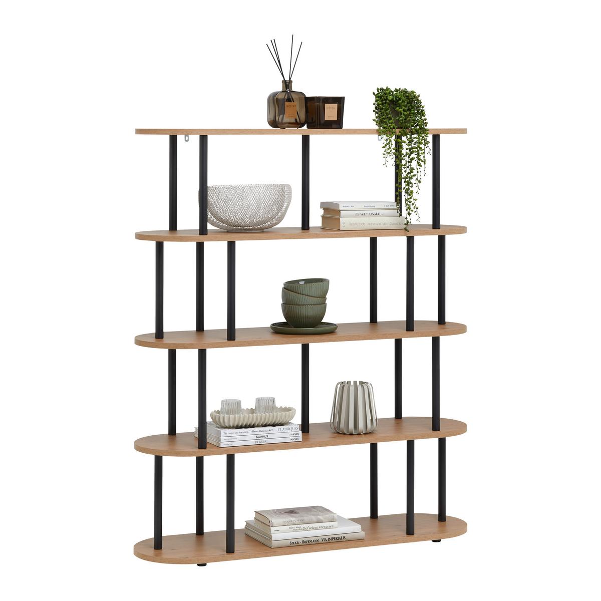 REGÁL NIMO -EXKLUSIV- - čierna/dub artisan, Modern, kov/kompozitné drevo (110/129/32cm) - Mömax