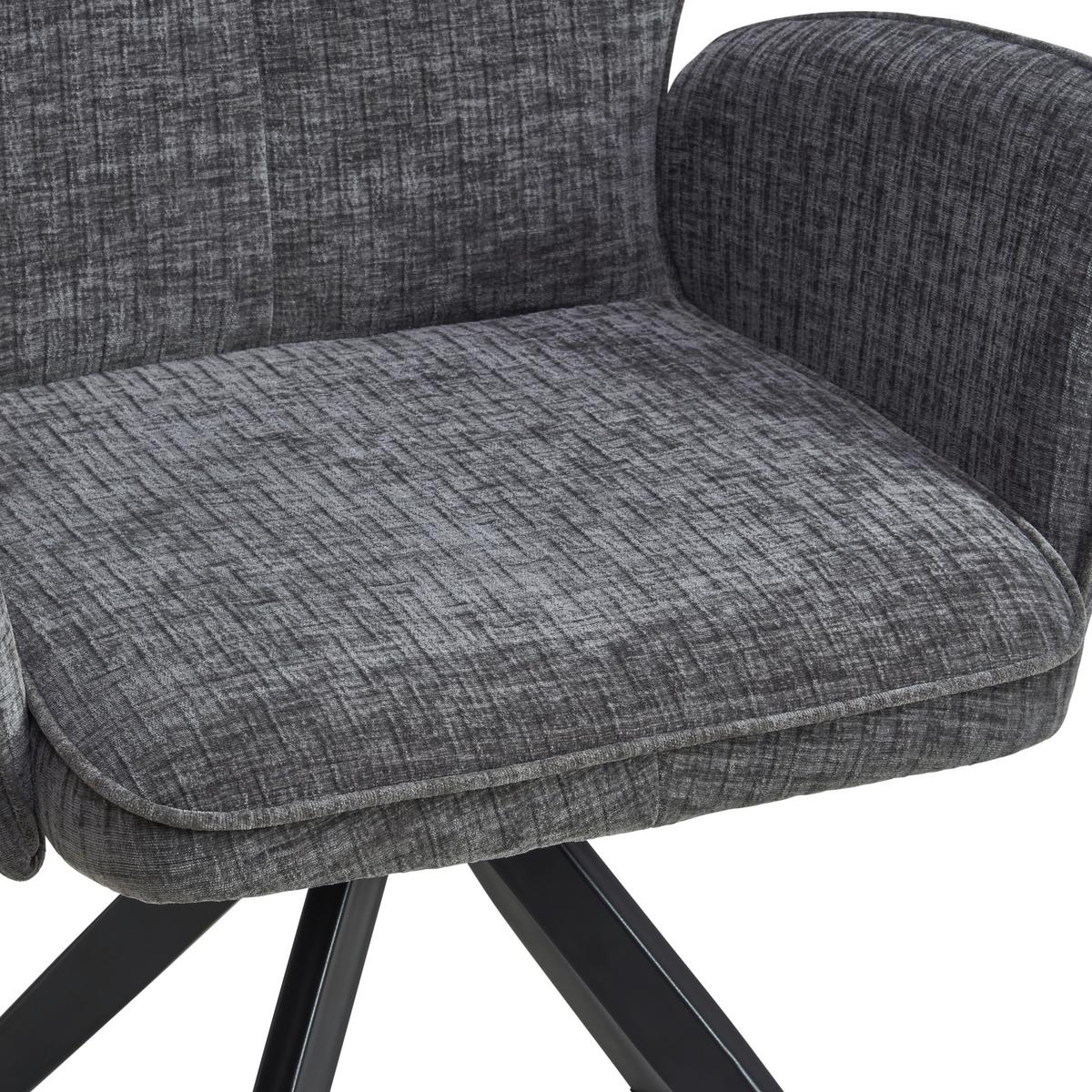 Armlehnstuhl Xilo Grau/schwarz Gepolstert - Schwarz/Grau, LIFESTYLE, Holz/Textil (60/89/63cm) - MID.YOU