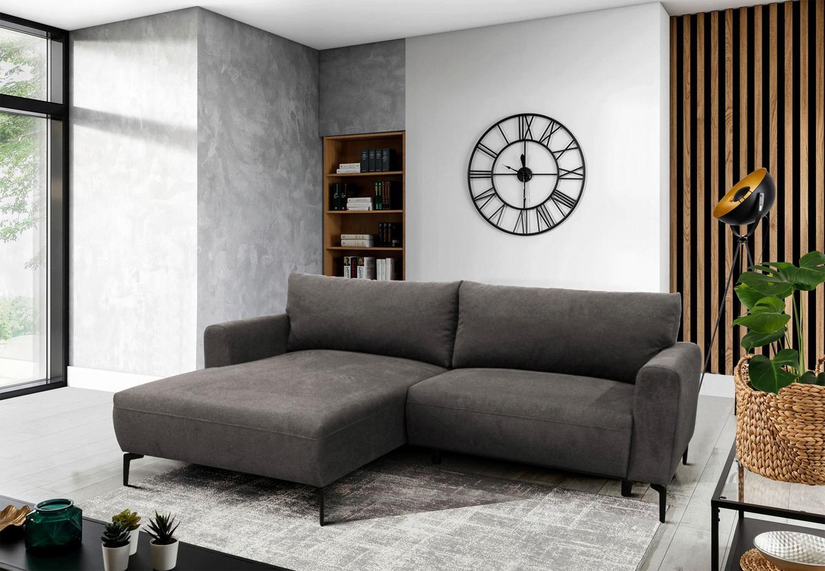 Ecksofa Prince Braun S: 163x240 Cm - Schwarz/Braun, Design, Textil (163/240cm) - MID.YOU