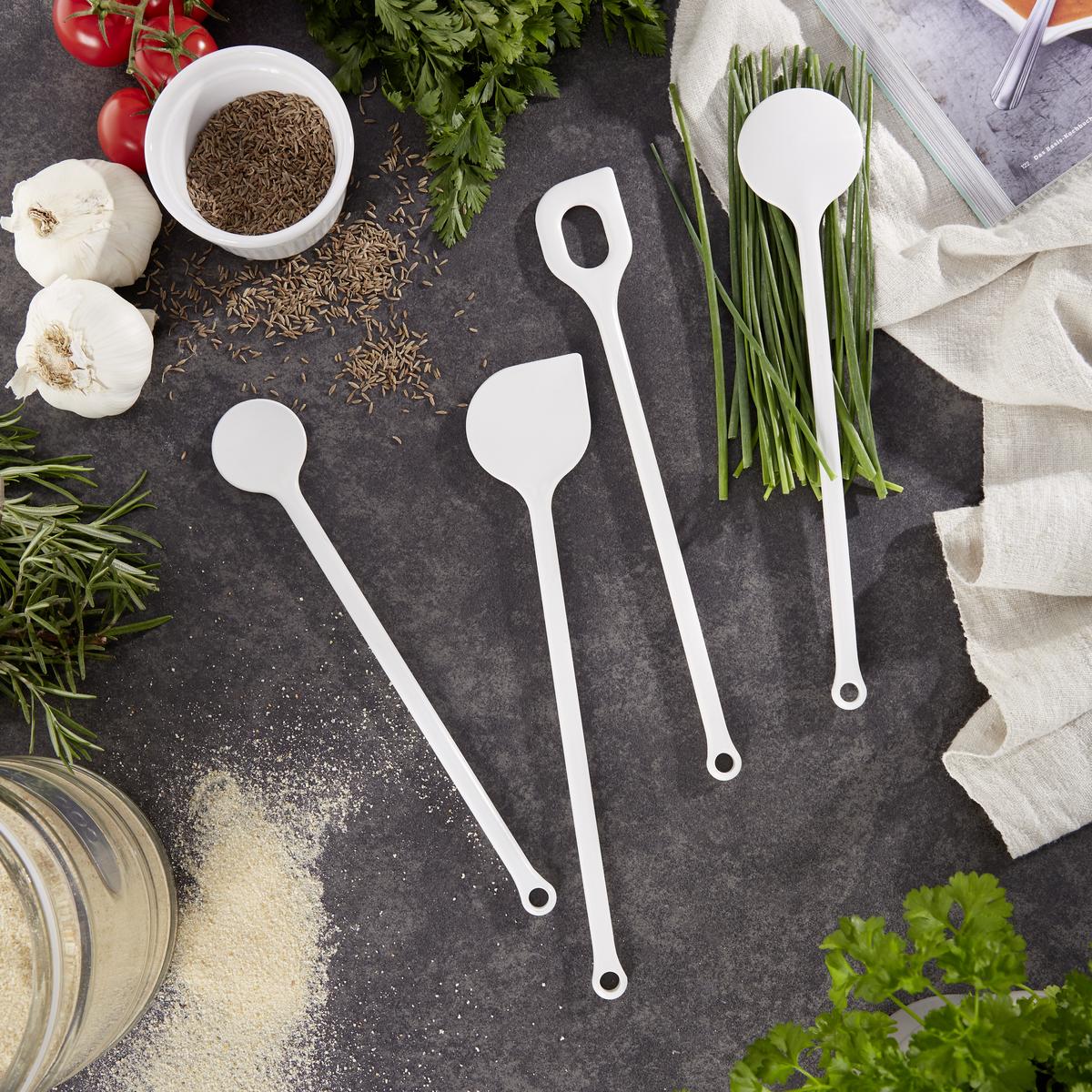 Kochlöffelset Cora, 4tlg Weiß - Weiß, Basics, Kunststoff (31/41/45cm)