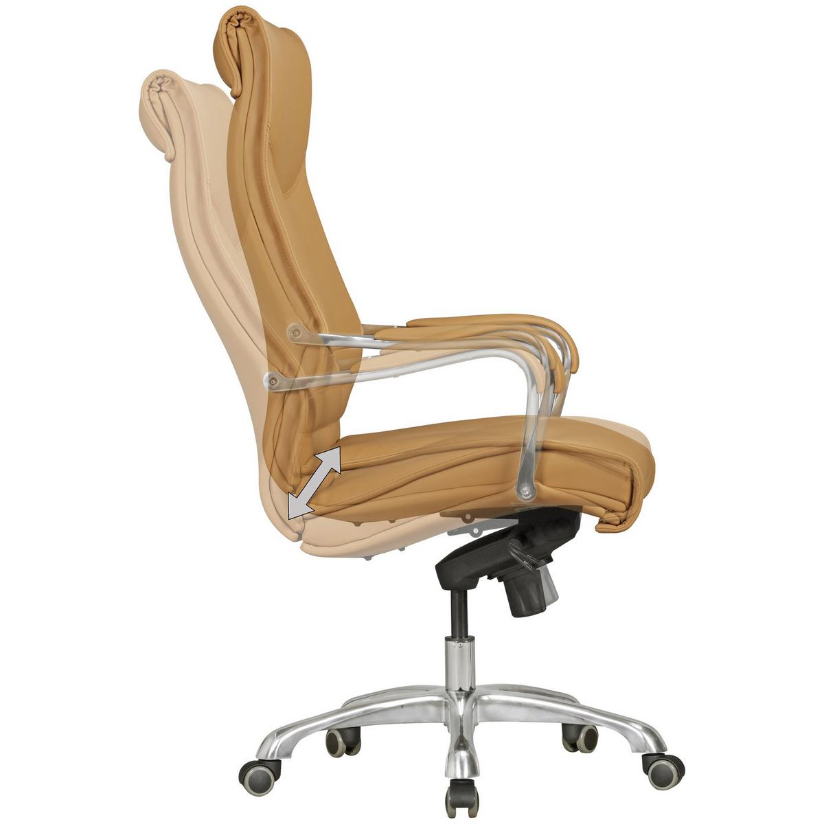 Kancelářské křeslo Bigboss světle hnědé - barvy hliníku/hnědá, Konvenční, kov/textil (61/126/60cm) - MID.YOU