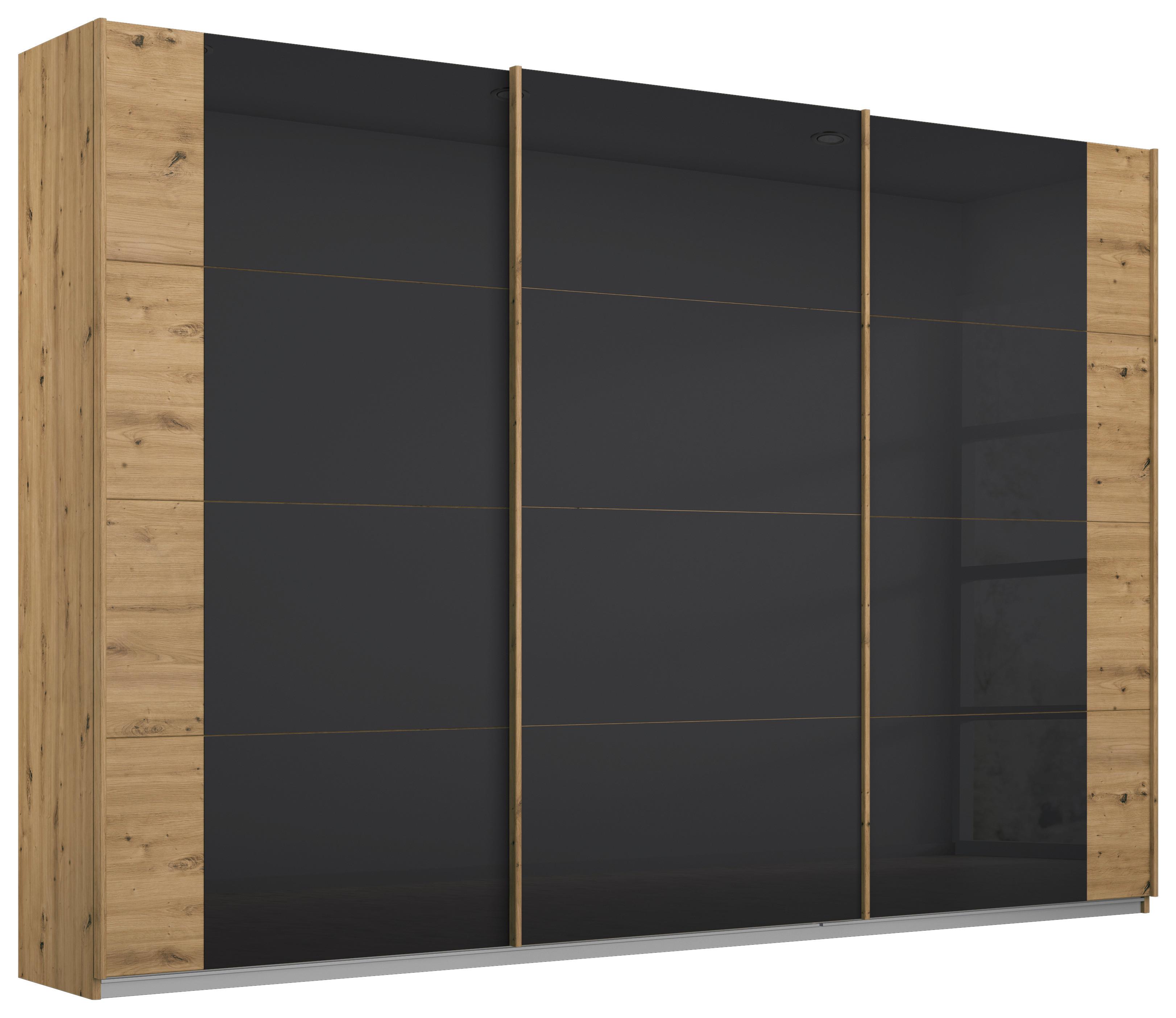 Schwebetürenschrank Artemis B: 271 cm Anthrazit/Eiche - Anthrazit/Eiche Artisan, MODERN, Glas/Holzwerkstoff (271/210/62cm) - Rauch Möbel