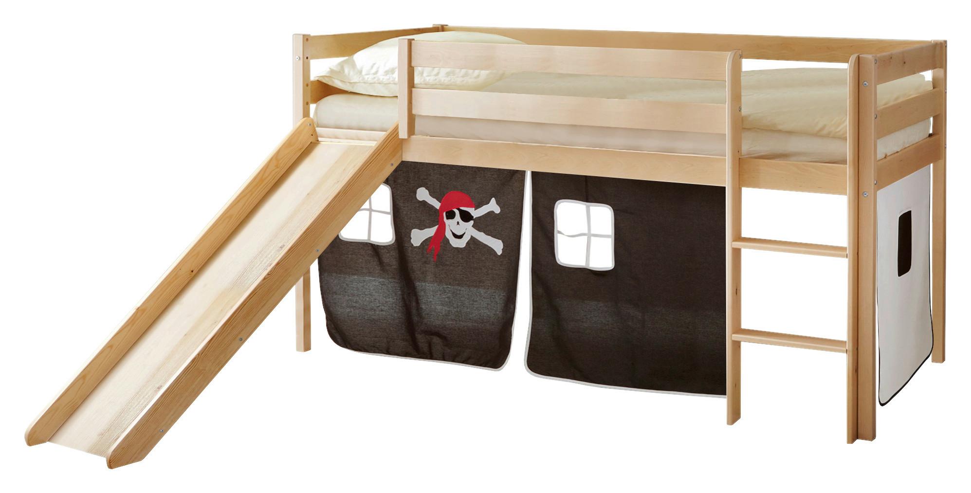 Spielbett Manuel Schwarz/Weiß Kiefer massiv 90 cm Rutsche