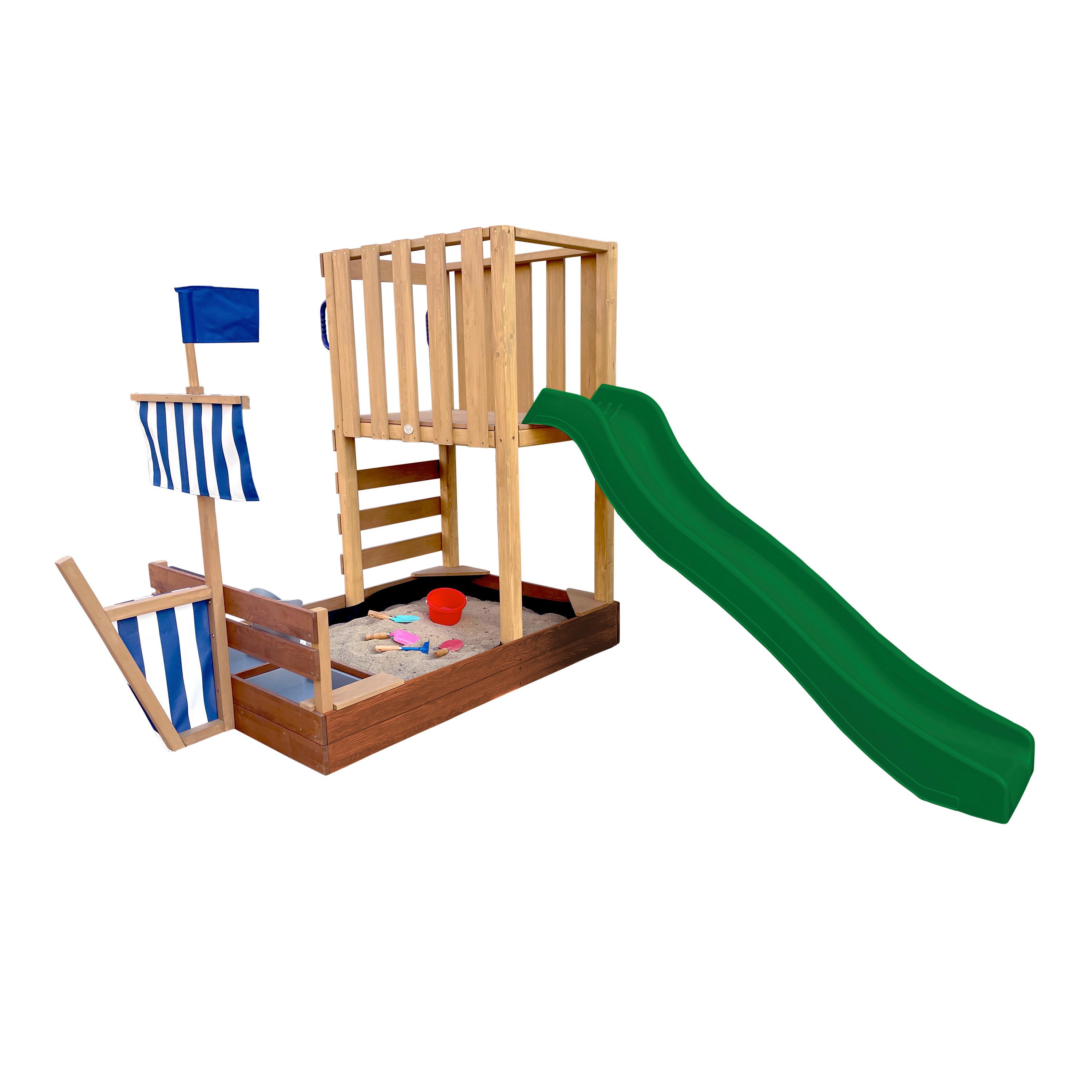 Spielturm Vicky Mit Rutsche Grün - Dunkelgrün/Braun, Basics, Holz/Kunststoff (180,5/87/150cm) - Ambia Garden