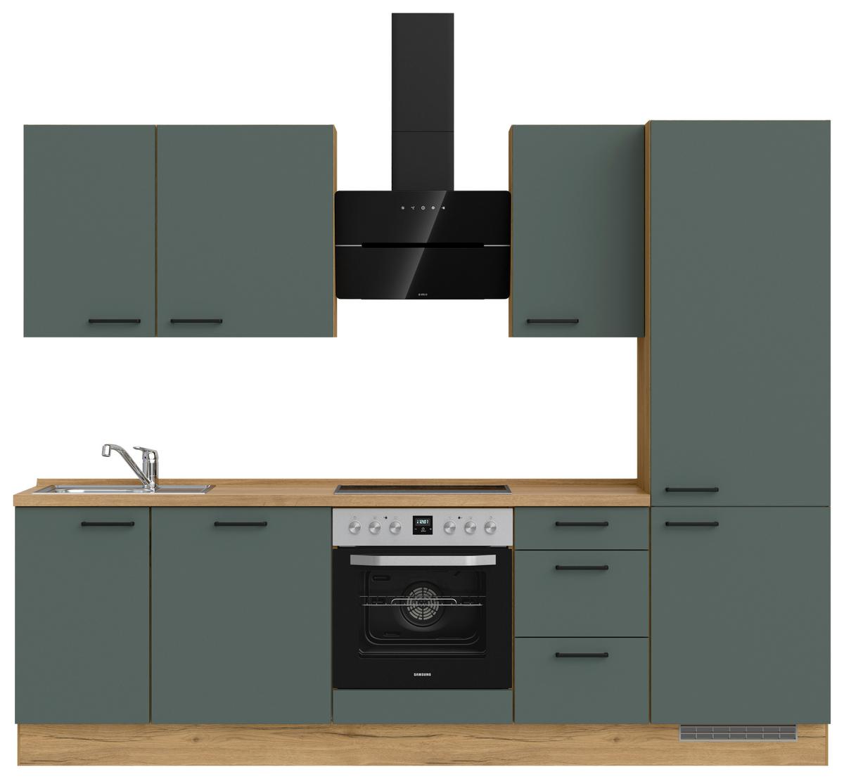 Küchenleerblock Easytouch High-Line, H6 Rechts - Dunkelgrün/Eichefarben, MODERN, Holzwerkstoff (270cm) - Nobilia