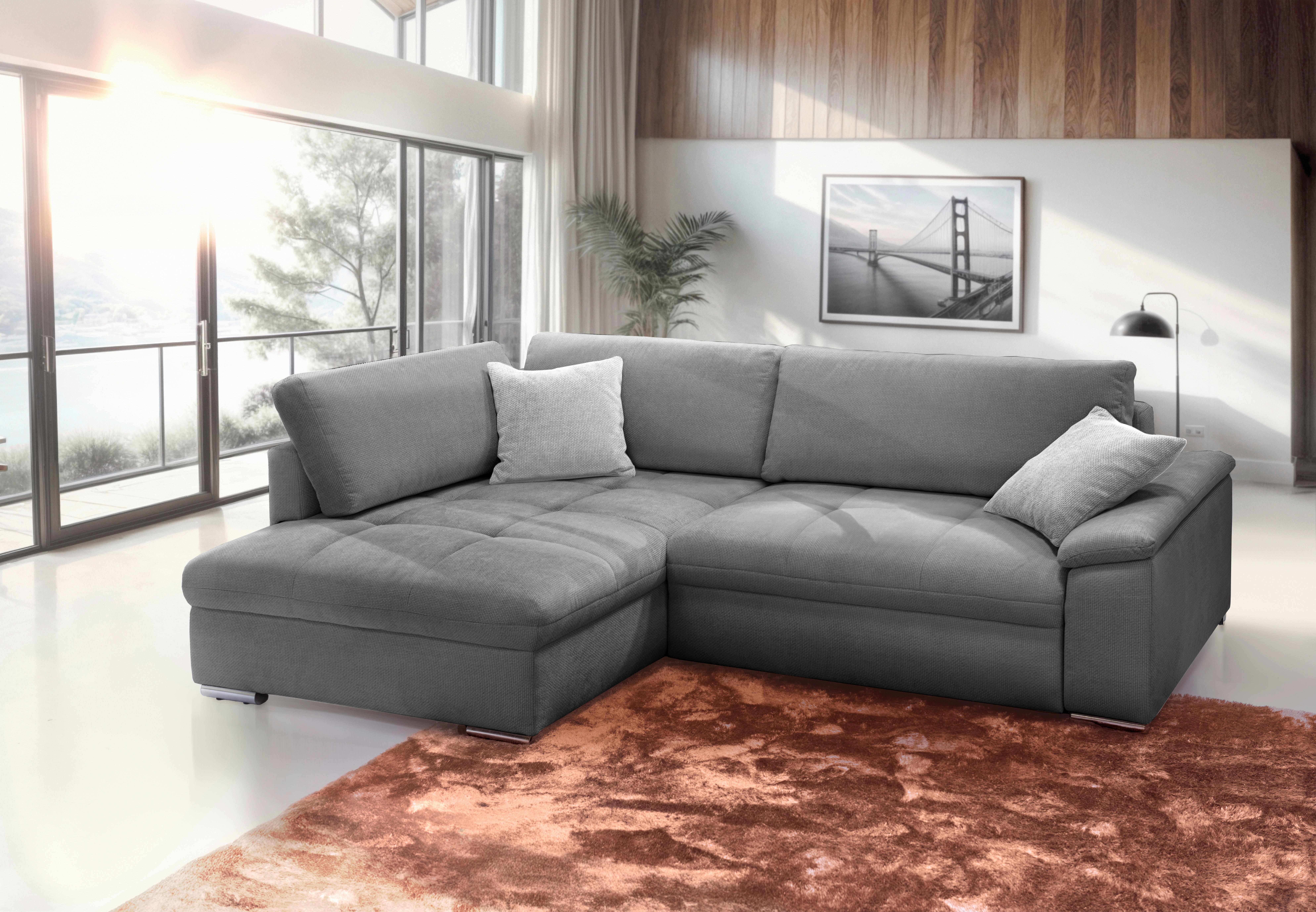 Ecksofa Casa Grande, Grau Schenkel: 178x268 cm - Silberfarben/Hellgrau, Design, Textil (178/268cm) - Livetastic