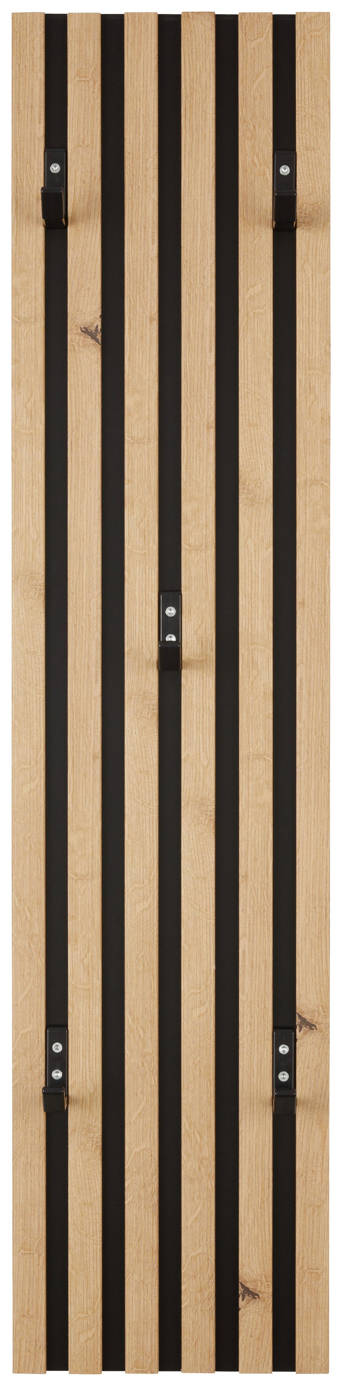 Garderobenpaneel Alvorakustik Eichefarben B: 23,5 Cm - Eichefarben/Schwarz, Trend, Holzwerkstoff (23,5/100/8,3cm)