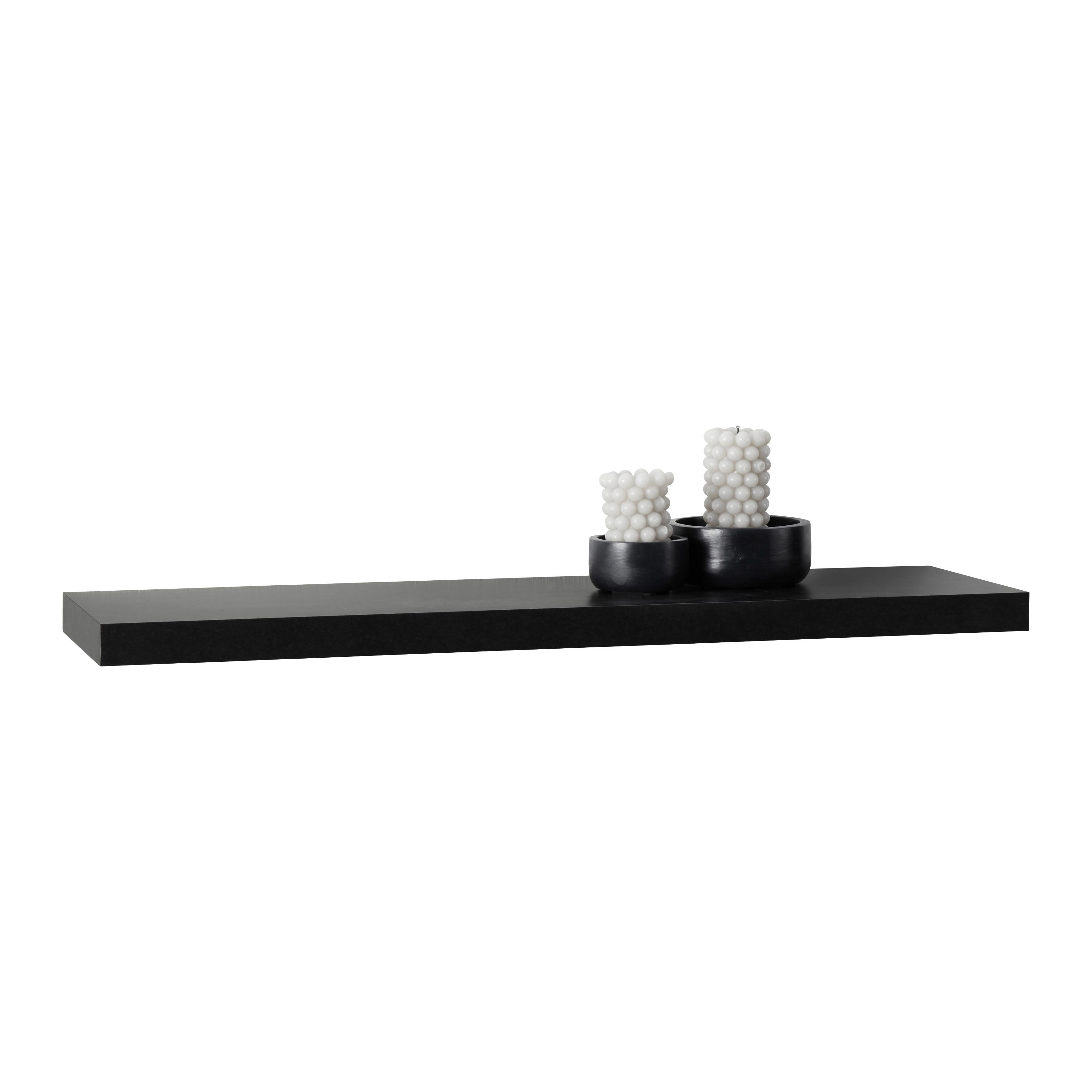NÁSTĚNNÁ POLICE MISTER OFFICE -SB- - černá, Moderní, kompozitní dřevo (90/4/24cm) - Mömax