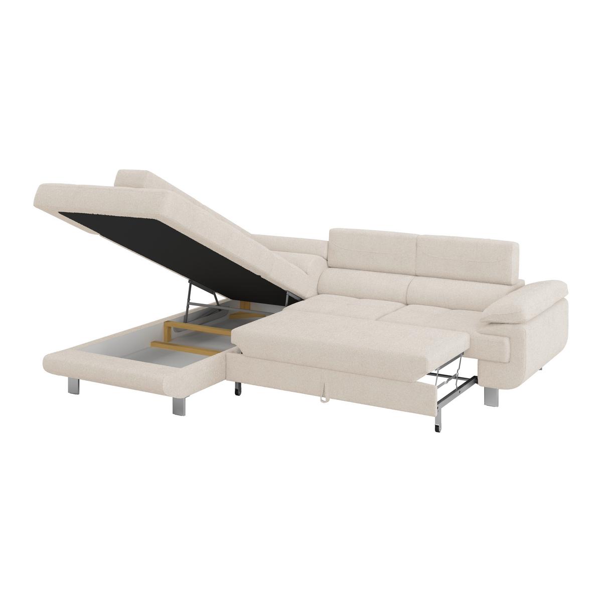 Ecksofa mit Schlaffunktion & Bettkasten Savona Perlmutt - Perlmutt, MODERN, Textil (230/270cm) - Ondega