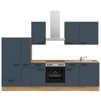 Küchenleerblock Easytouch Low-Line, L7 Links - Blau/Eichefarben, MODERN, Holzwerkstoff (300cm) - Nobilia