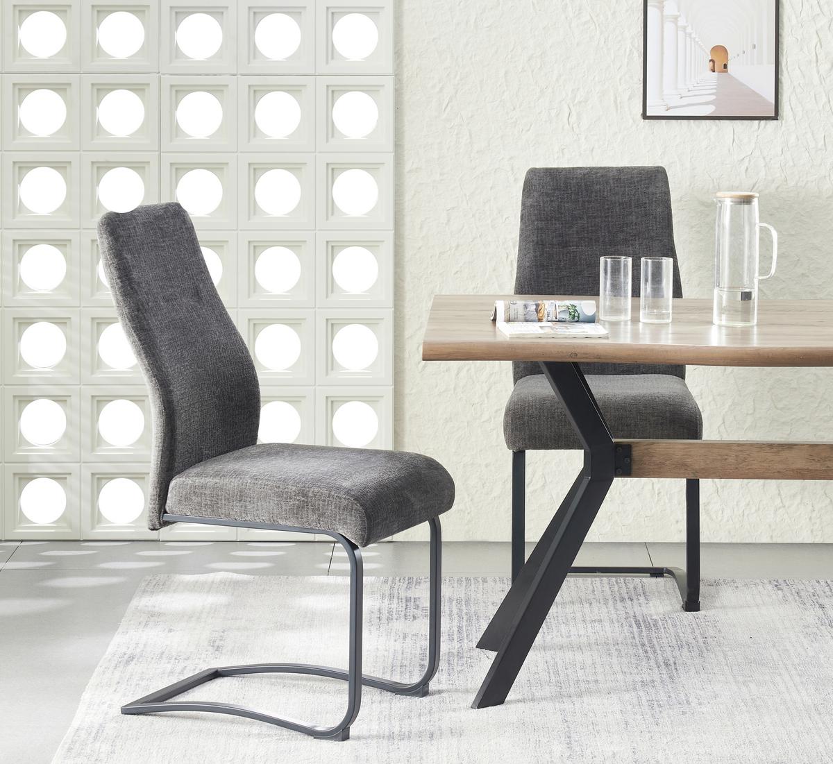 Schwingstuhl-Set Tina Anthrazit B: 43 cm - Anthrazit/Schwarz, MODERN, Textil/Metall (43/98/59cm) - MID.YOU