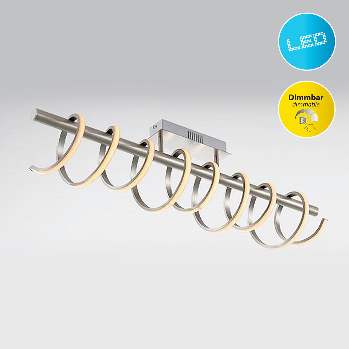 LED-Deckenleuchte L: 100 cm, 3-Fach dimmbar - Nickelfarben, Design, Metall (100 cm cm) - Näve