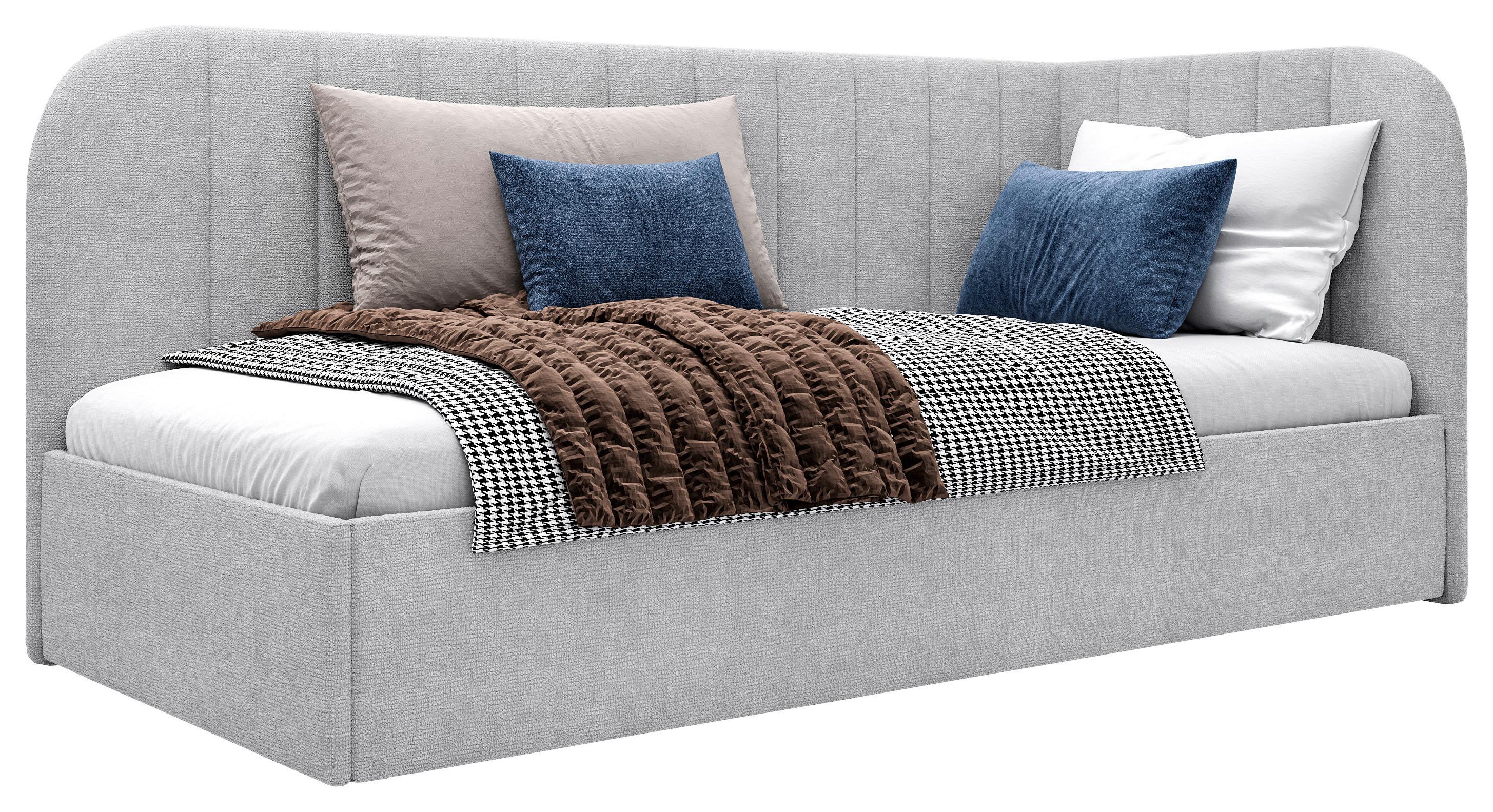 Polsterbett Millow Rechts Grau Lf: 90x200 Cm - Schwarz/Grau, MODERN, Holz/Holzwerkstoff (90/200cm) - MID.YOU