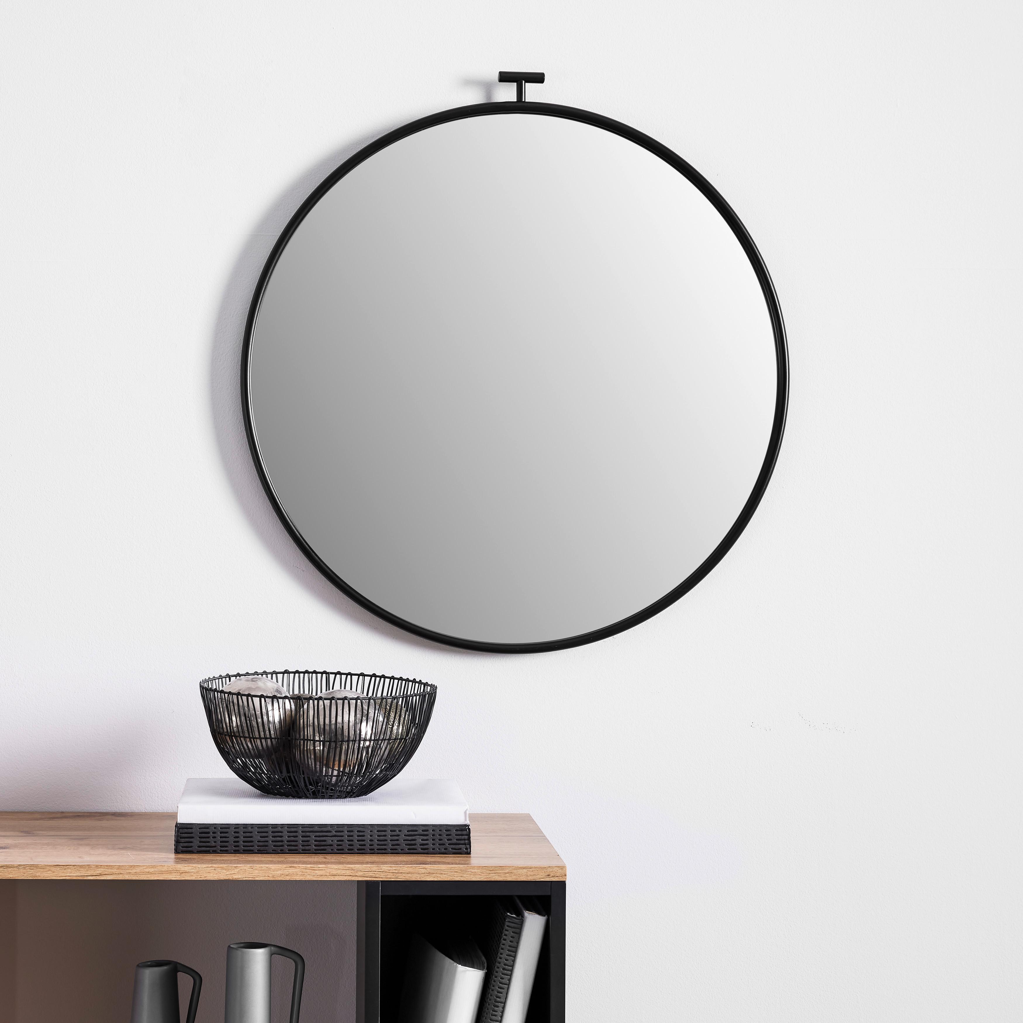 Zrkadlo MEO čierny rám - čierna, Modern, kov/sklo (60/63/2cm) - Bessagi Home