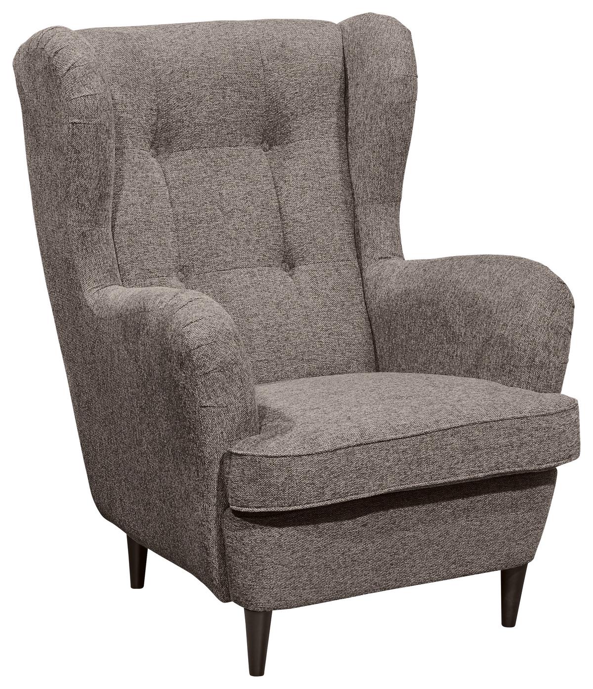 Ohrensessel Oskar Webstoff Espresso - Schwarz/Braun, Basics, Holzwerkstoff/Textil (78/102/98cm) - MID.YOU