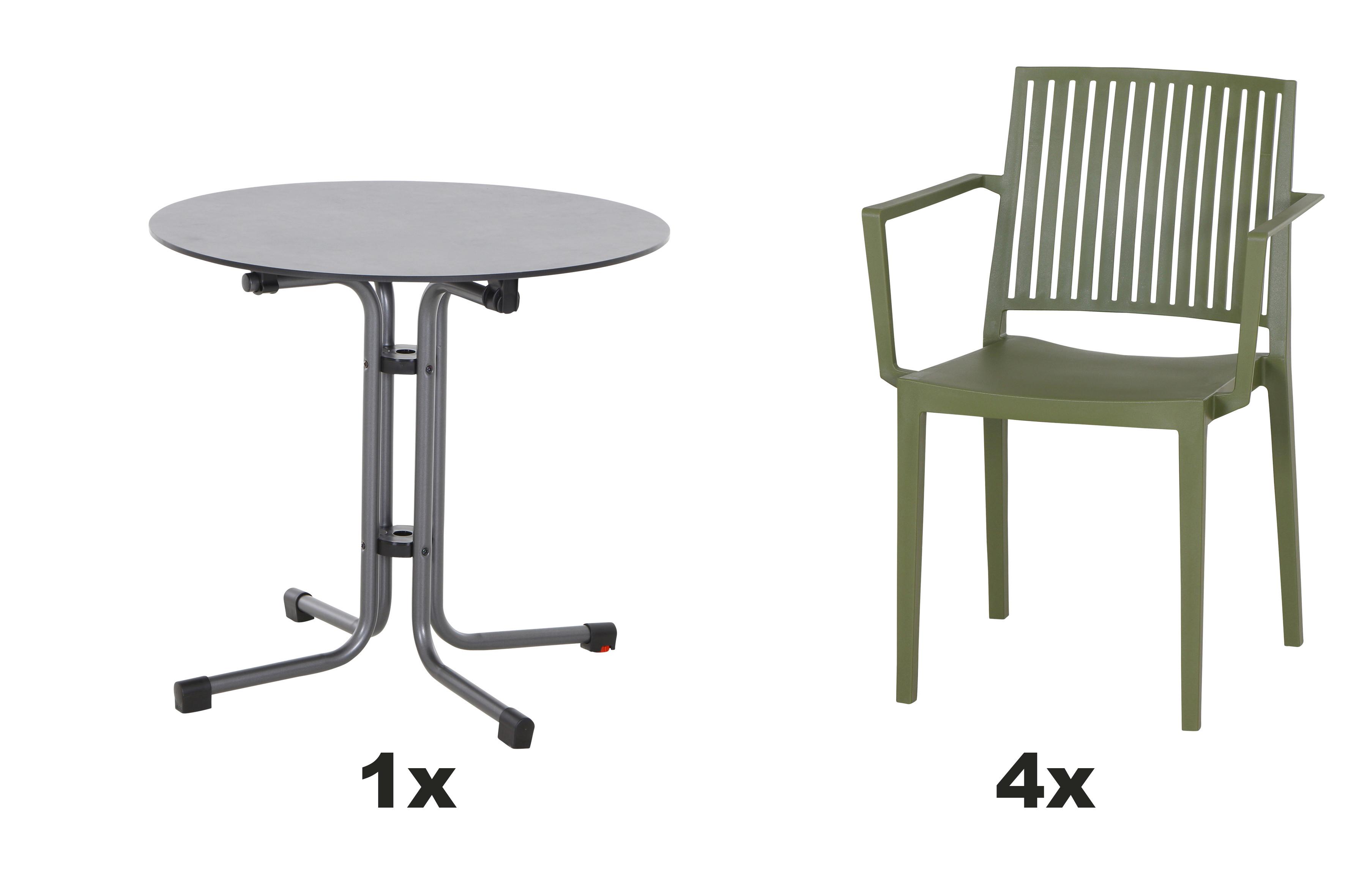 Gartengarnitur T20212 - Anthrazit/Grün, Basics, Holzwerkstoff/Kunststoff (80/80/80cm) - Siena Garden