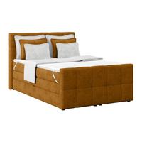 Boxspringbett mit Topper & Bettkasten 140x200 Medino - Senfgelb, KONVENTIONELL, Holz/Holzwerkstoff (140/200cm)