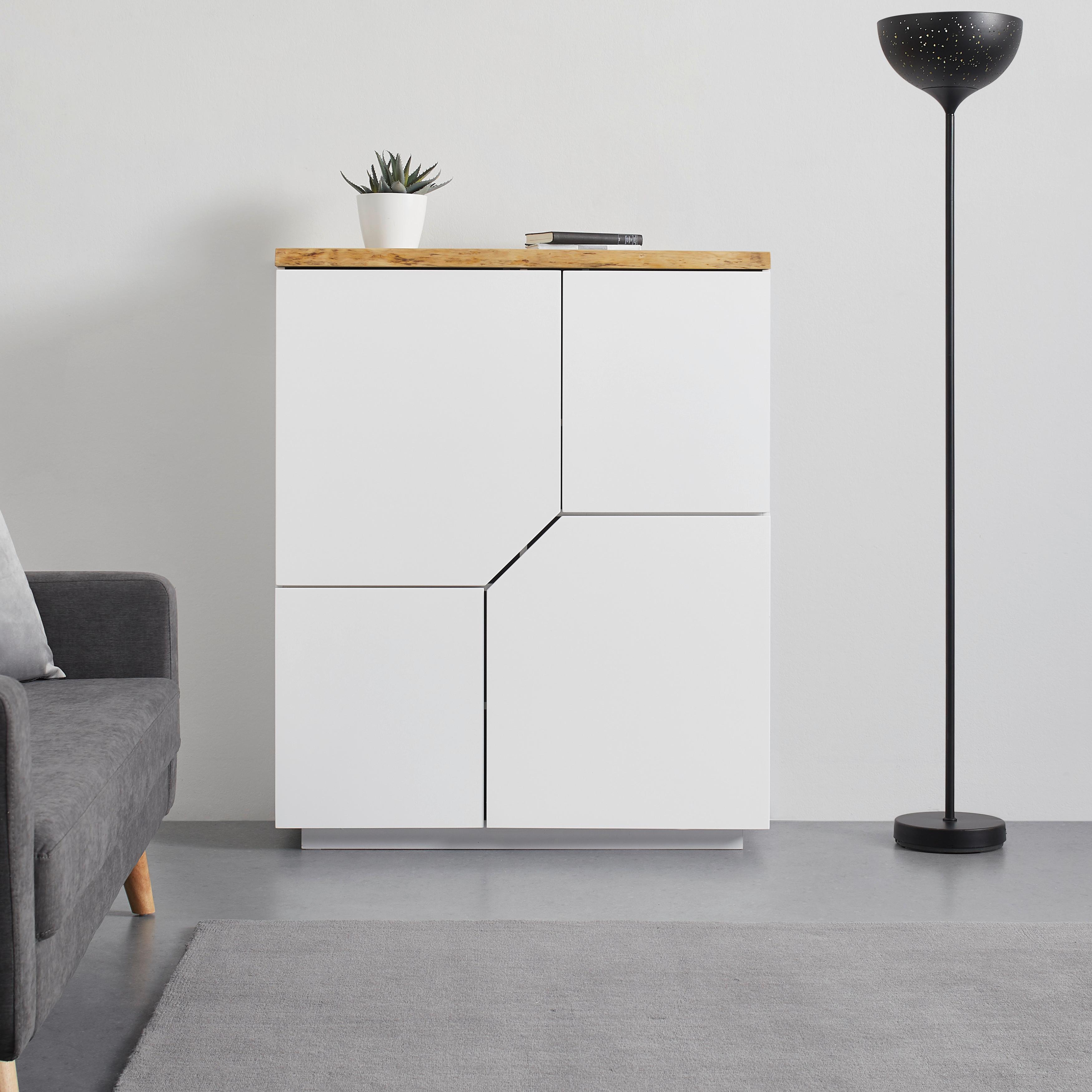 Komoda CARLOS - bílá/barvy dubu, Moderní, dřevo (100/122/42cm) - Modern Living