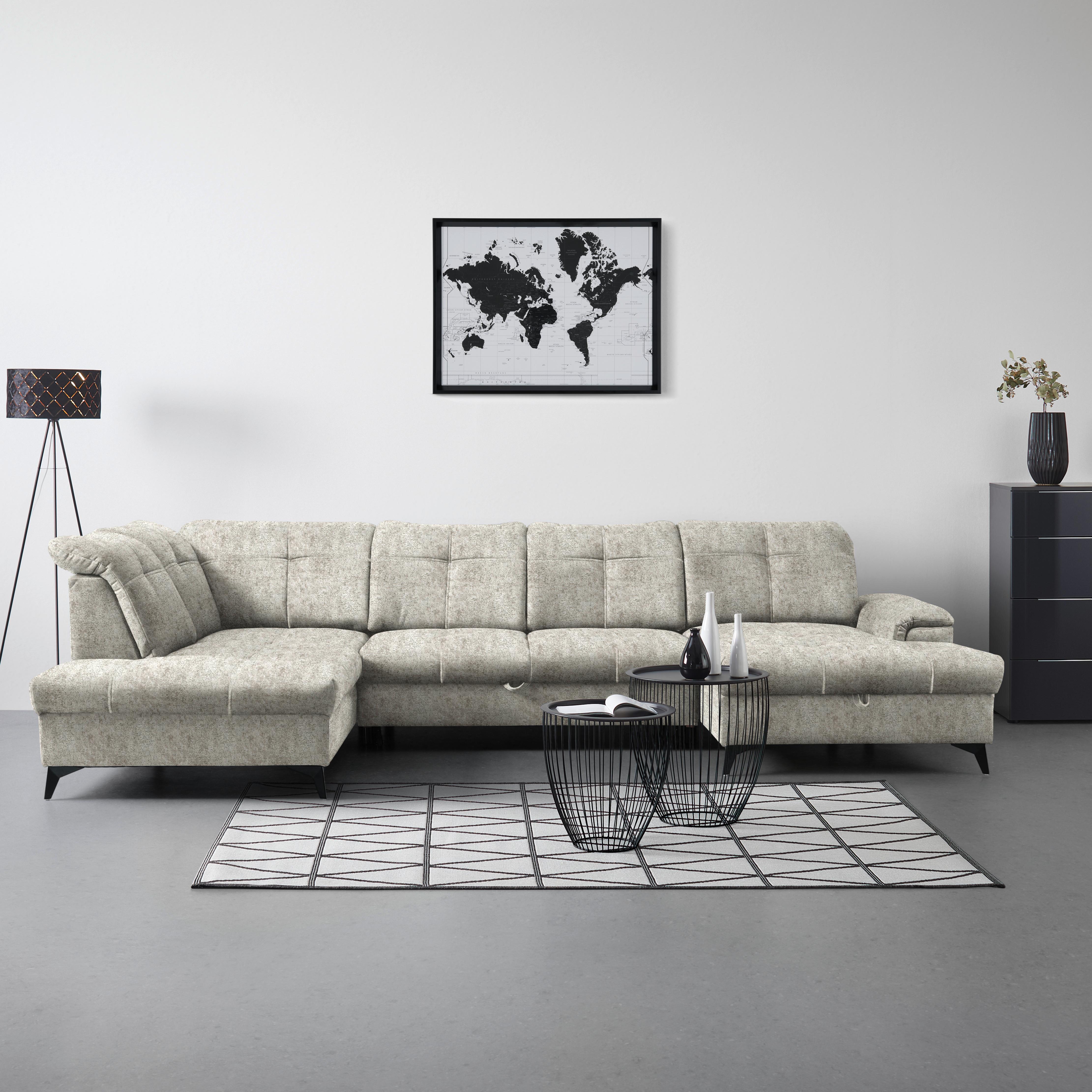 Sedacia súprava U SIERRA, ľavá, sivohnedá INFINITY - sivohnedá/čierna, Modern, kov/textil (230/364/181cm) - Mömax