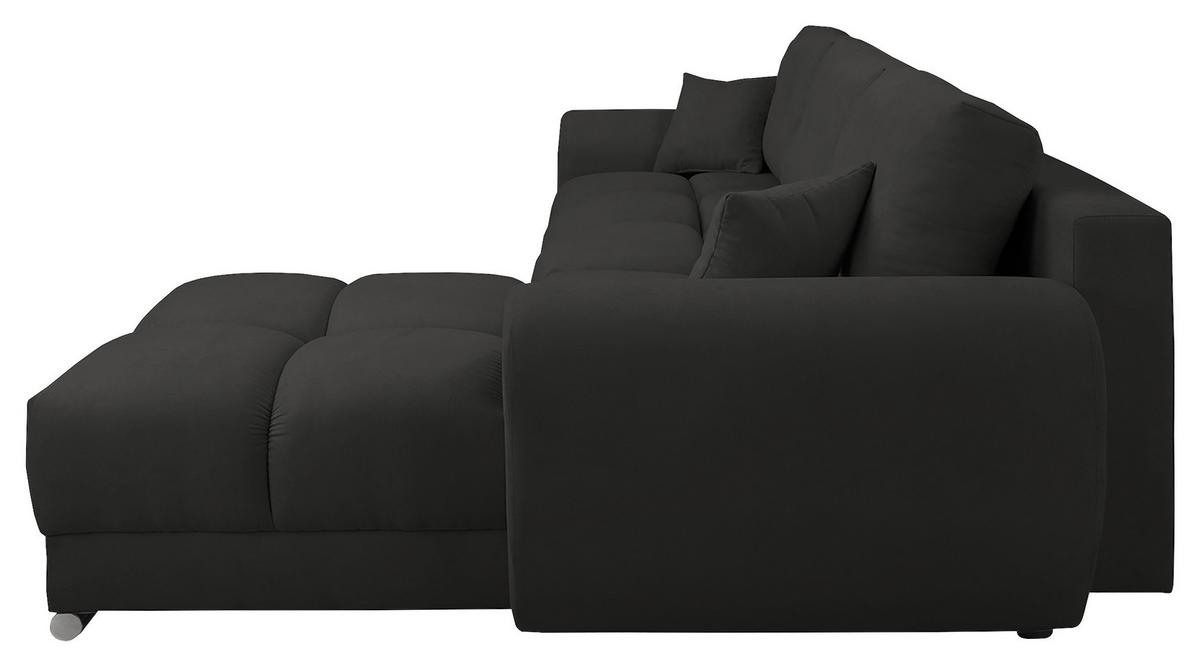 Ecksofa Azzuro Dunkelgrau S: 256x175cm - Dunkelgrau/Silberfarben, Design, Textil (256/175cm) - Livetastic