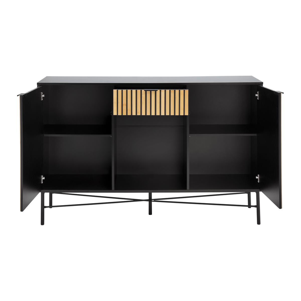 ŠIROKÁ KOMODA MADRID -EXKLUSIV- - černá/přírodní barvy, Moderní, kov/dřevo (143/90/40cm) - Mömax