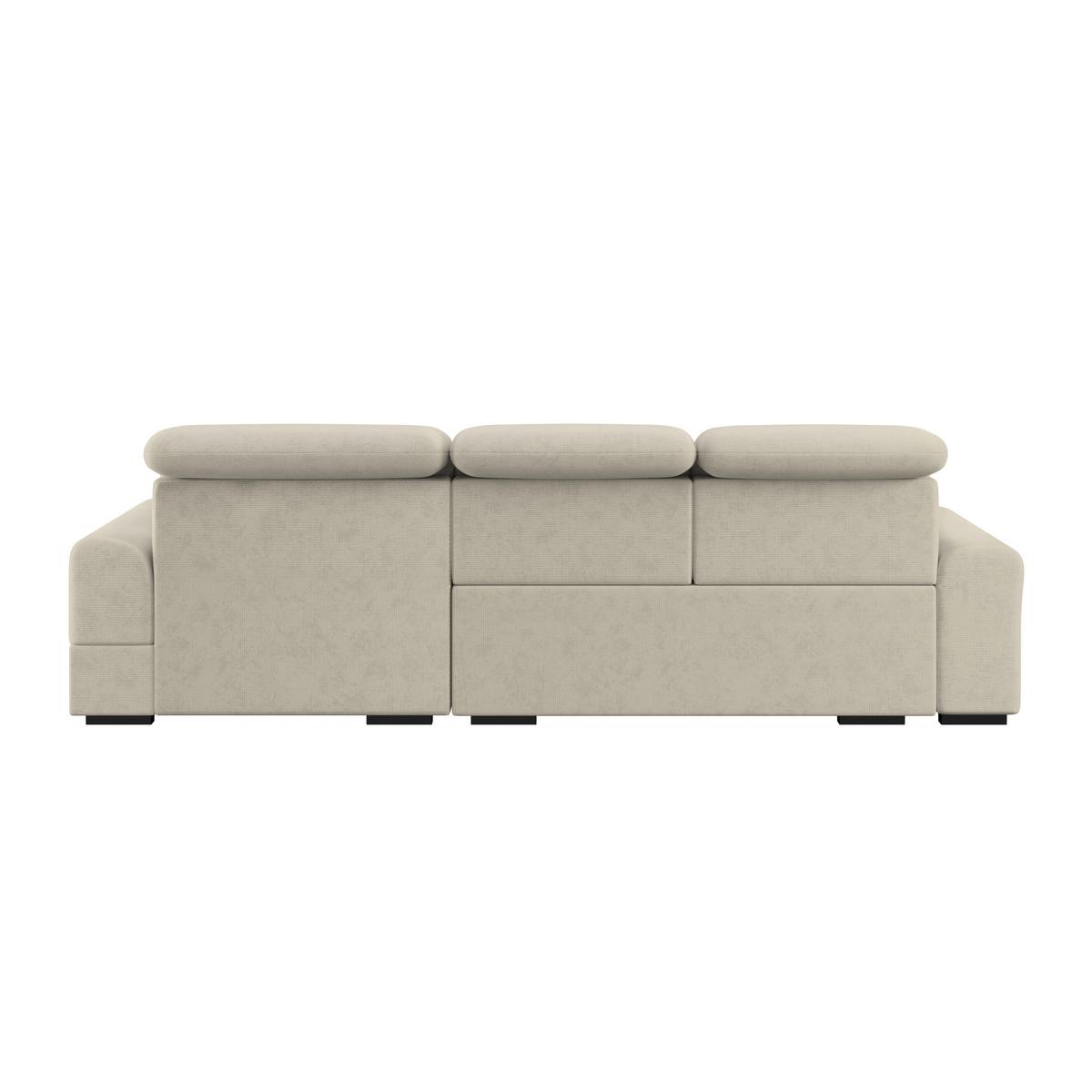 Ecksofa mit Bettfunktion Malaga new Chenille beige - Beige/Schwarz, KONVENTIONELL, Textil (286/203cm) - Ondega
