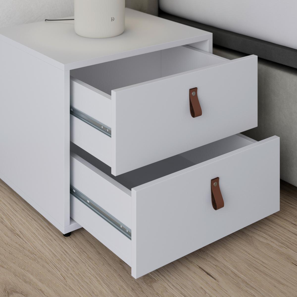 Noční stolek MICK - bílá/černá, Moderní, kompozitní dřevo/plast (46/40/40cm) - Modern Living