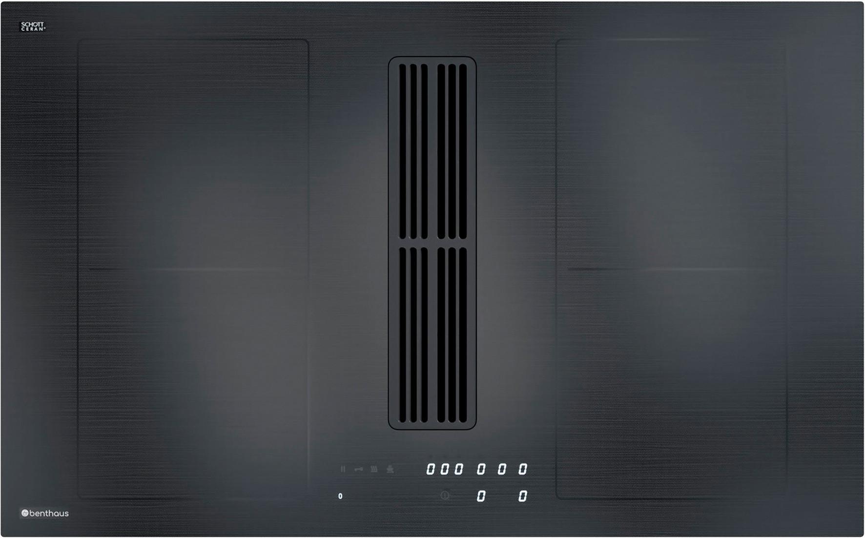 Kochfeld-Dunstabzugs-Kombi BxHxT: 83x19,5x51,5 cm - Schwarz, MODERN, Glas (83/19,5/51,5cm)