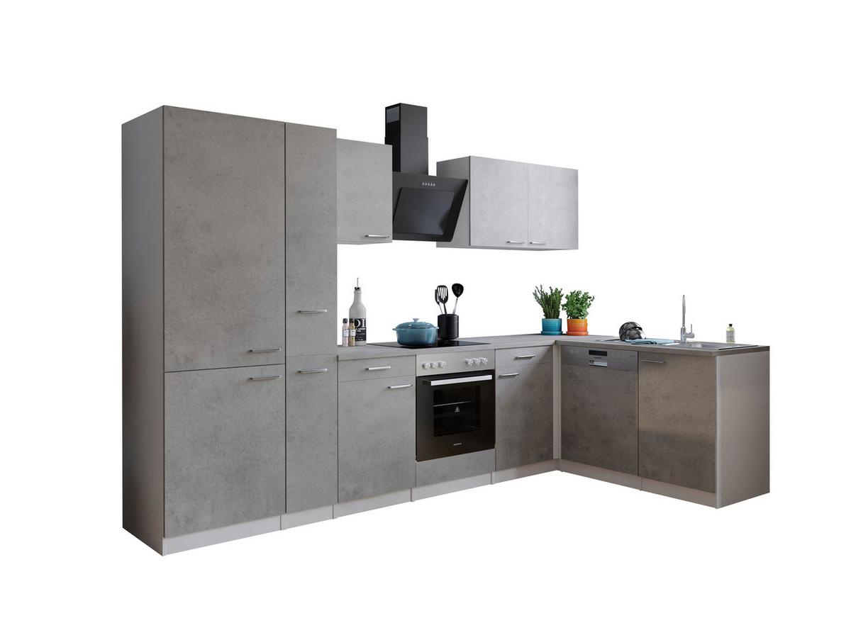 Eckküche Malia 310x172 Cm Grau, Mit Geräte - Weiß/Grau, Basics, Holzwerkstoff (310/172cm) - Respekta