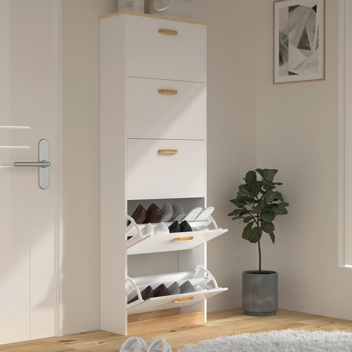 Schuhschrank Halom Weiß/honigeiche - Honigeiche/Weiß, LIFESTYLE, Holzwerkstoff (59/170/22cm) - MID.YOU