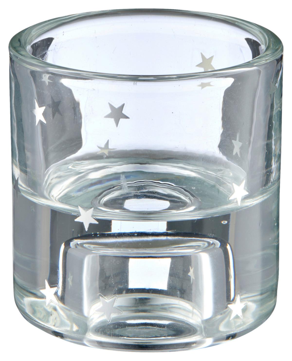 Svícen na čajovou svíčku STERN I - barvy stříbra/čiré, Basics, sklo (5,5/6cm) - Mömax