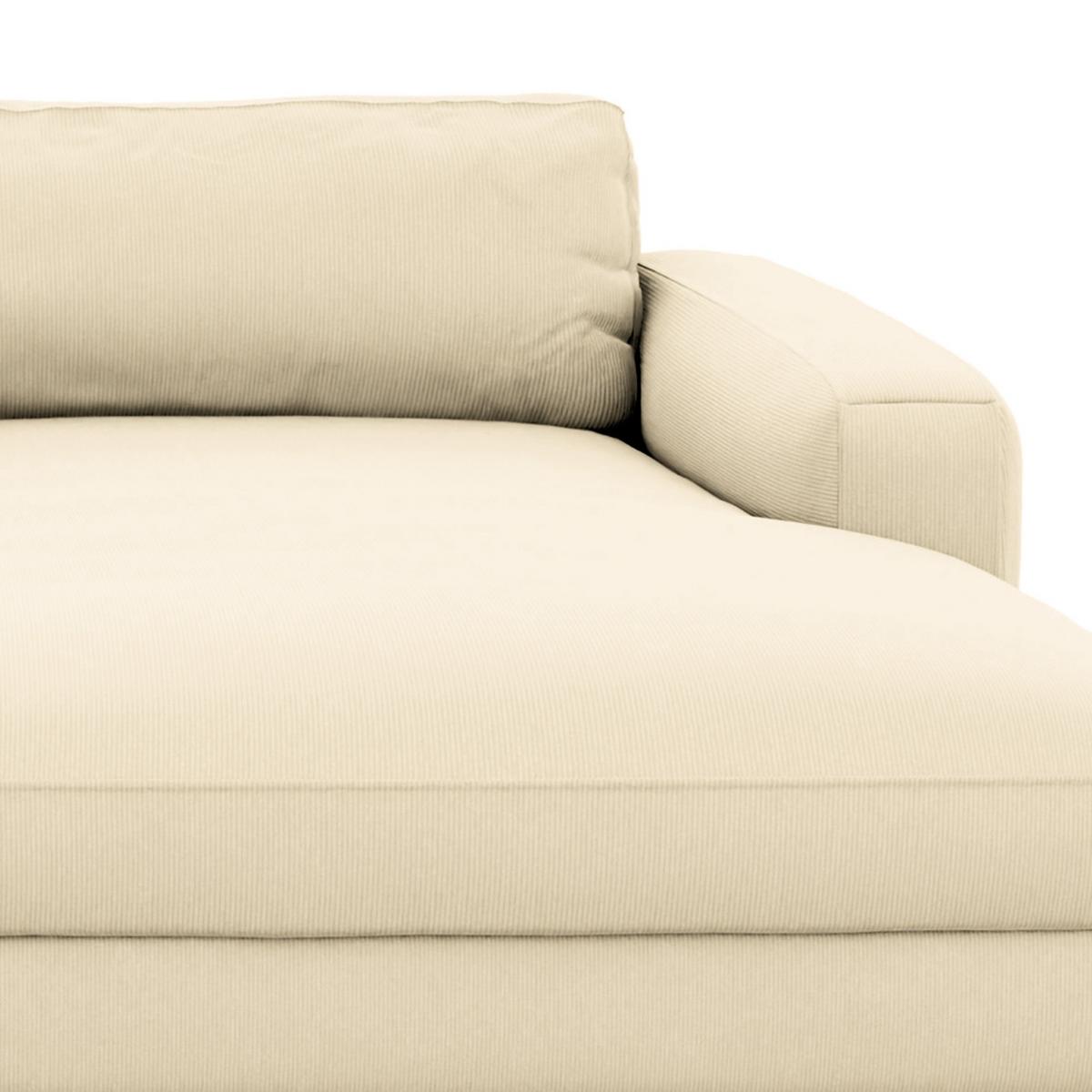 Ecksofa Bourbon, Creme S: 303x176 cm - Creme/Schwarz, MODERN, Textil (303/176cm) - Trendmanufaktur