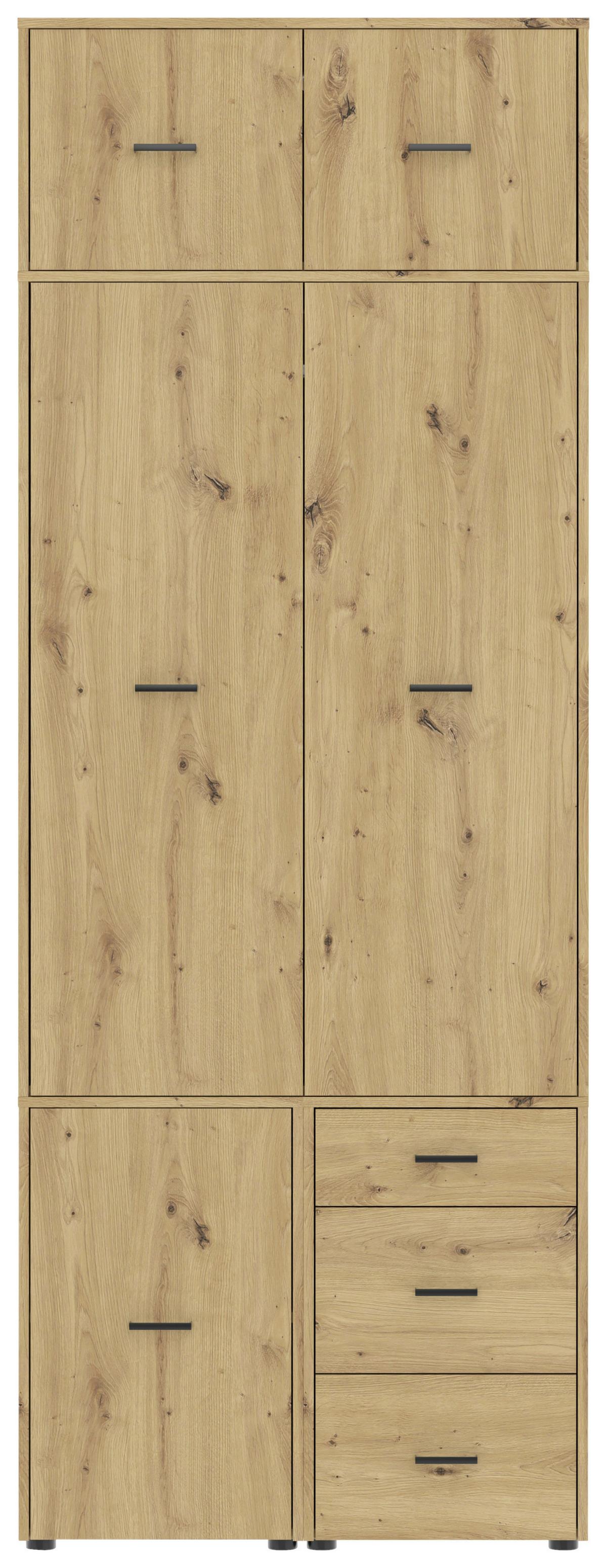 Kleiderschrank Kivo Eiche Artisan Dekor, B: 90 Cm - Eiche Artisan, Basics, Holzwerkstoff (90/239,40/52,1cm)