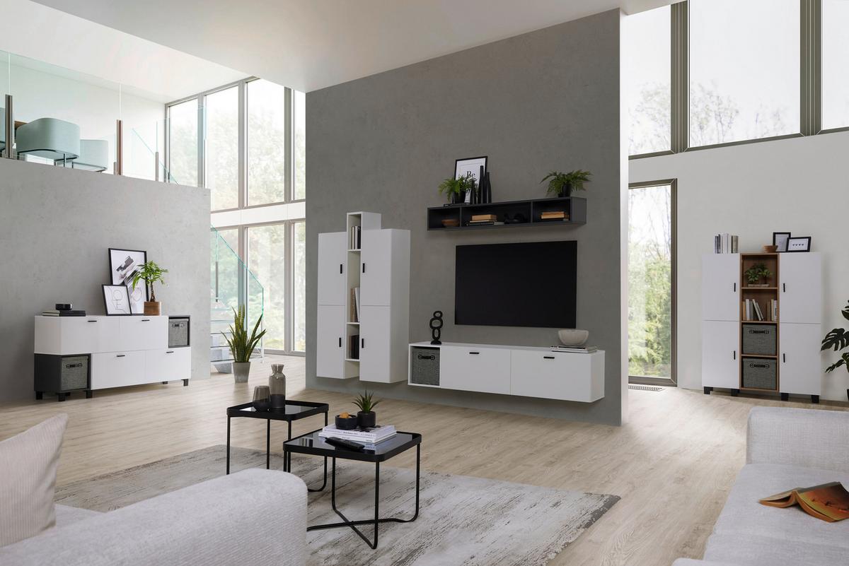 KOMODA POD TELEVIZI LUGO - černá, Moderní, kompozitní dřevo/plast (135/43,2/36cm) - Mömax