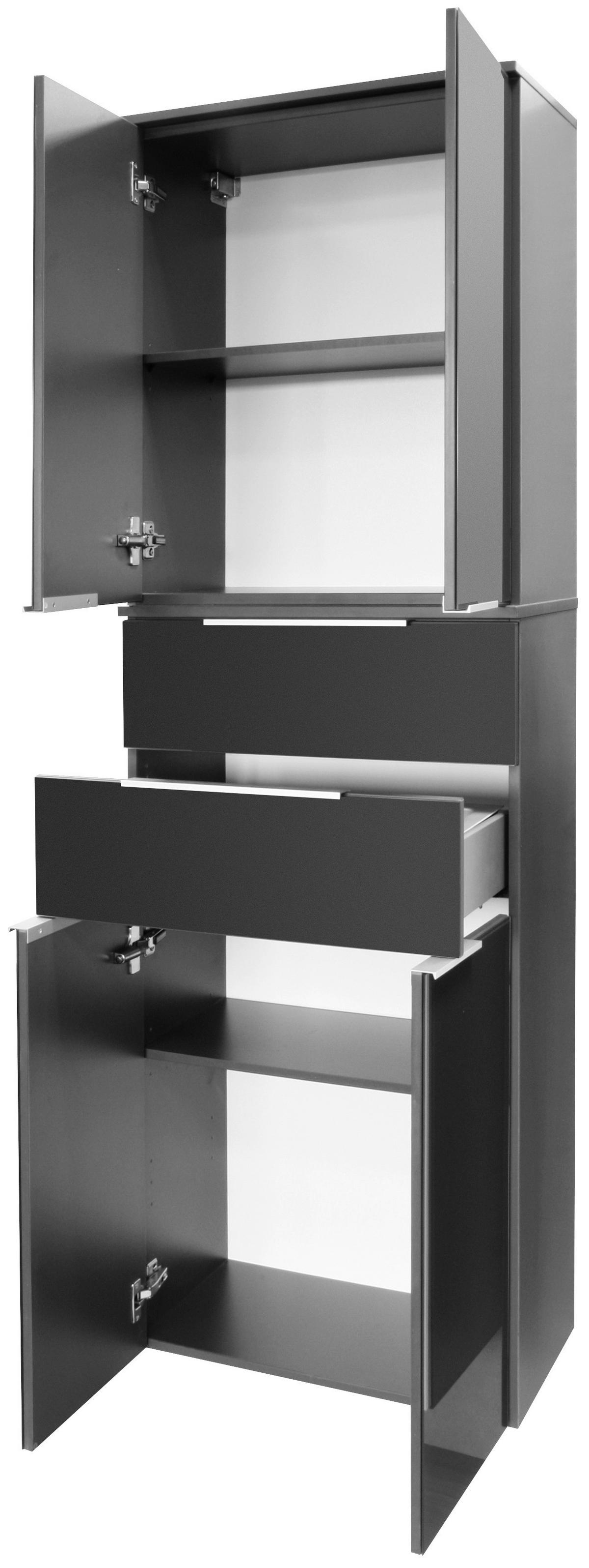 Hochschrank Mit Soft-Close Kara B: 61cm, Anthrazit - Anthrazit, MODERN, Glas/Holzwerkstoff (64/180/39cm) - MID.YOU