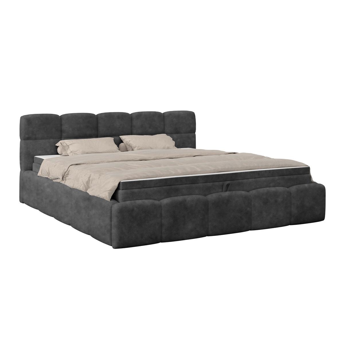 Polsterbett Noe Schwarz 180x200 cm - Schwarz, Trend, Textil/Metall (180/200cm)