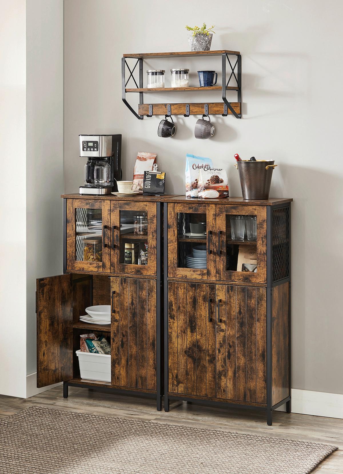 Highboard Schwarz, Dunkelbraun B: 60 Cm - Dunkelbraun/Schwarz, Trend, Holzwerkstoff (60/108/30cm) - MID.YOU