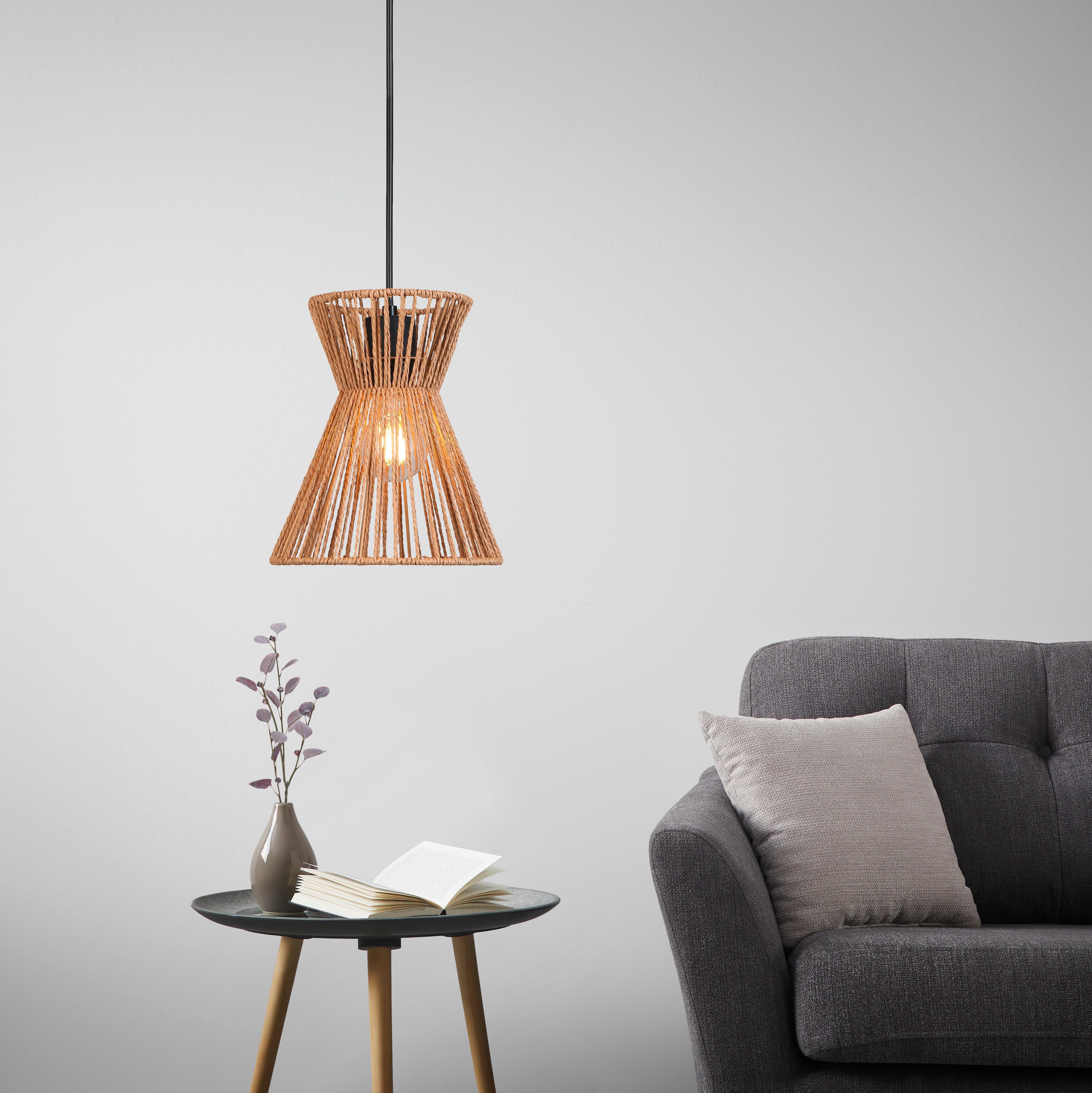 Závěsné svítidlo Naturm - černá/přírodní barvy, Konvenční, kov/papír (20/120cm) - Mömax