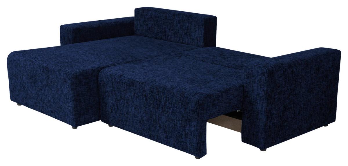 Ecksofa Dallas Velours Dunkelblau 258x173 Cm - Schwarz/Dunkelblau, MODERN, Holz/Kunststoff (258/173cm)